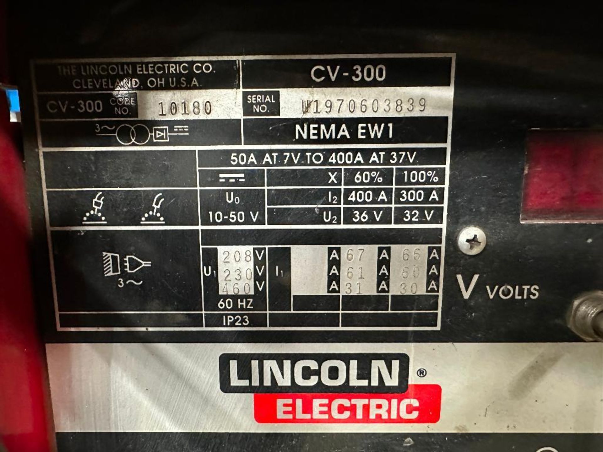 Lincoln Electric CV-300 Welder w. LN-7 Wire Feeder and cables - Image 5 of 6