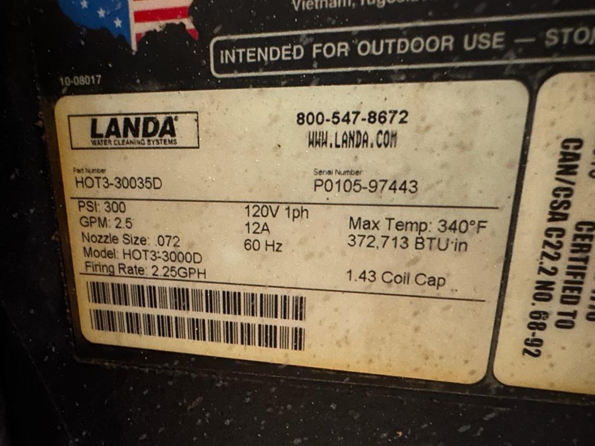 Landa HOT3-30035D Mobile Pressure Washer - Image 10 of 11
