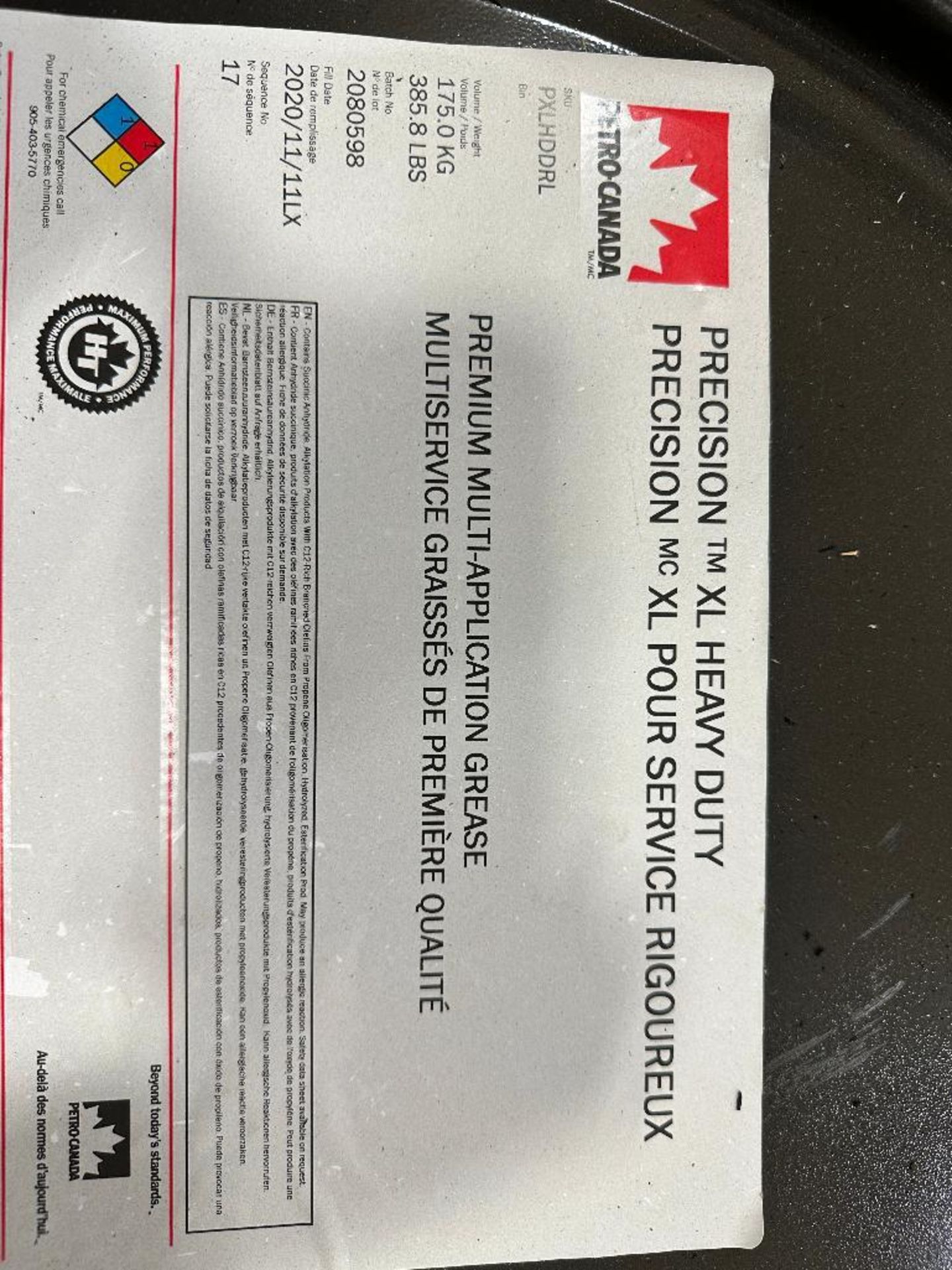 Lot of (4) 385lb. Drums of Petro-Canada XL Heavy Duty Premium Multi-Application Grease - Image 4 of 4