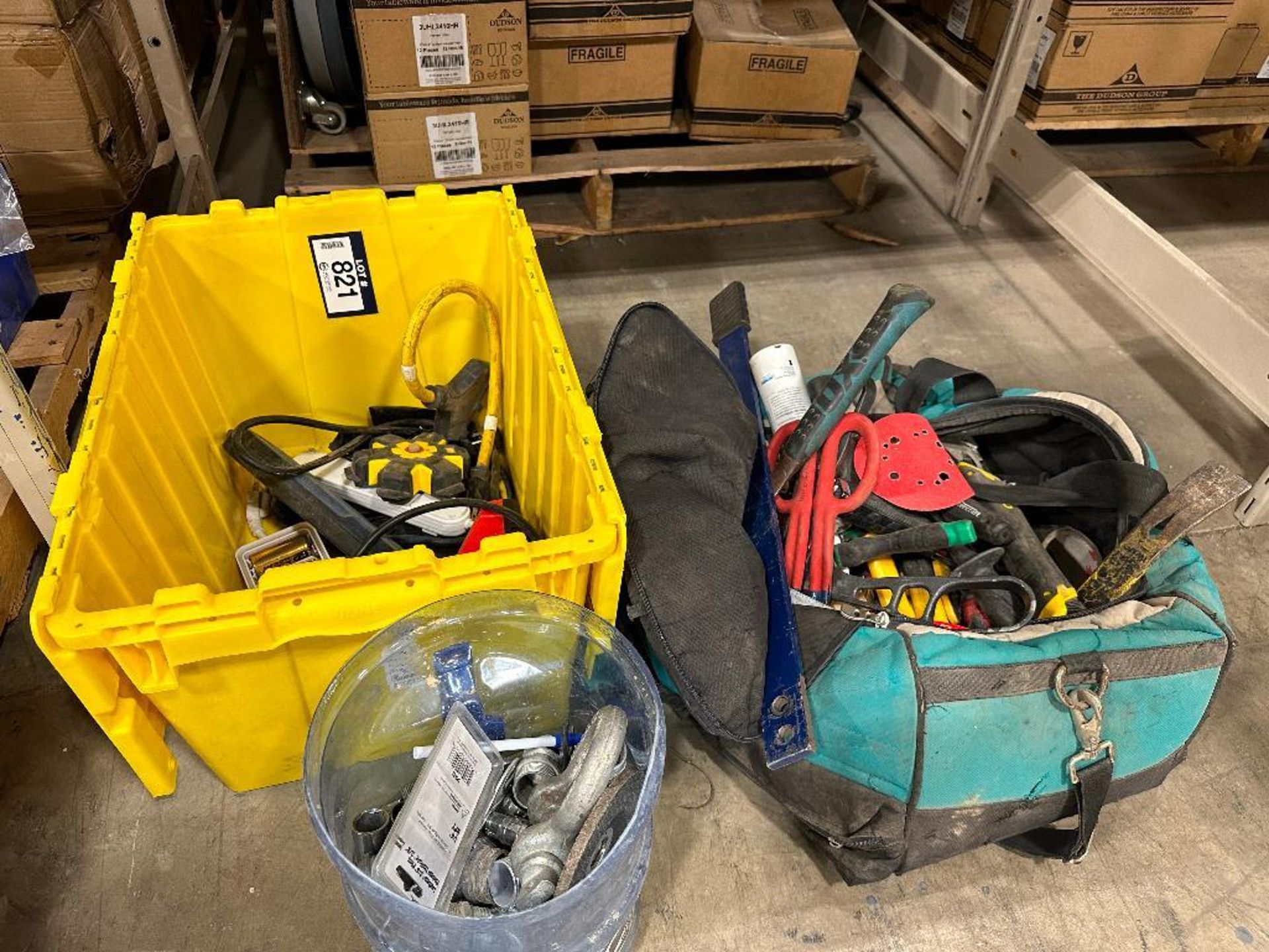 Lot of Tote, Power Cords, Staplers, Hammers, etc.