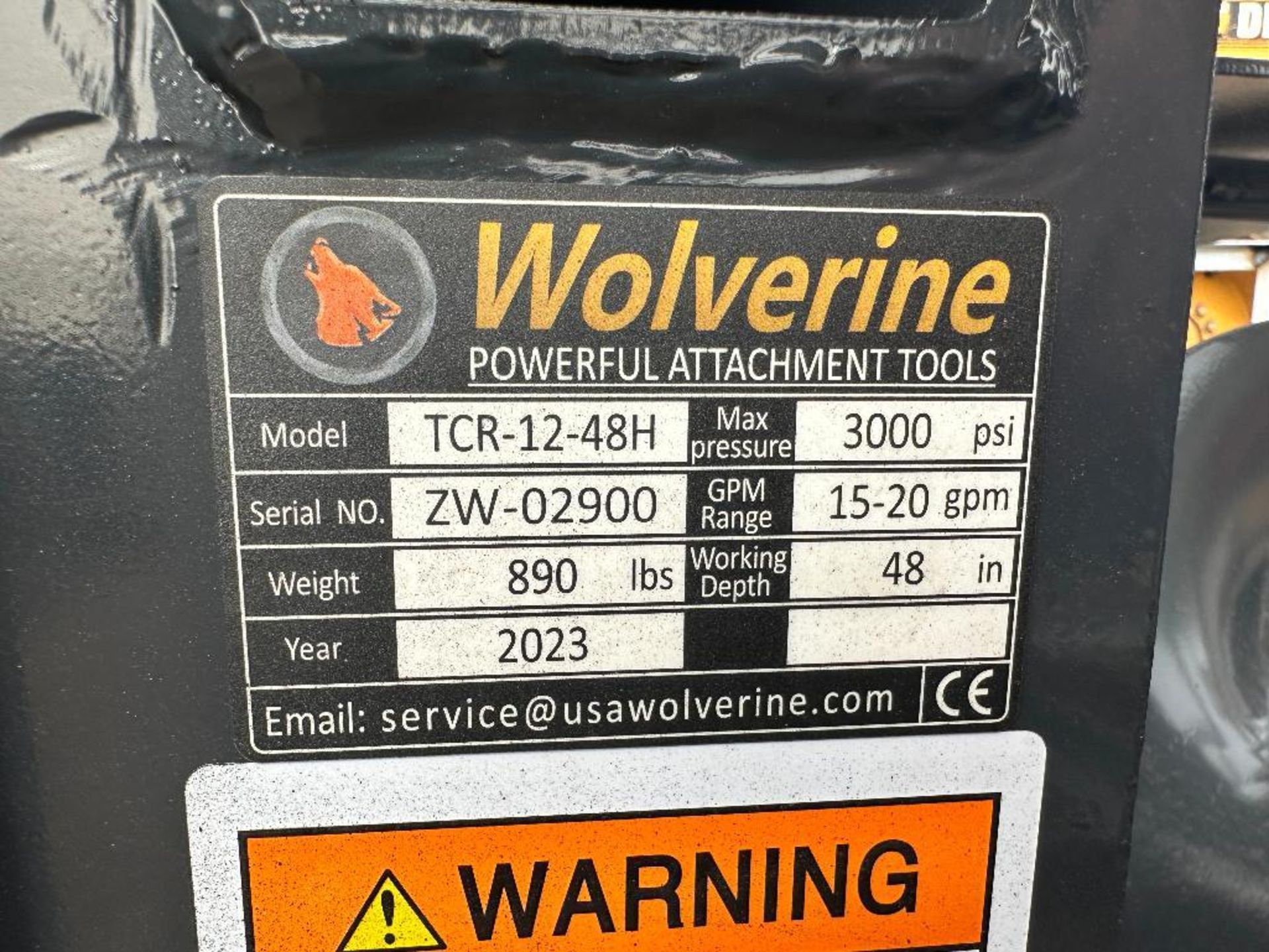 New 2023 Wolverine TCR-12-48H 48" Skid Steer Trencher Attachment - Image 6 of 6
