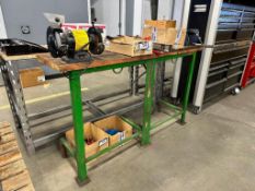 64" X 17" Work Bench w/ Bench Grinder and 5" Bench Vise