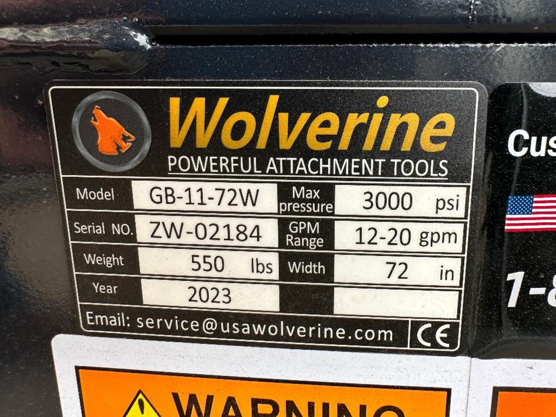 New 2023 Wolverine GB-11-72W 72" Skid Steer Grapple Bucket Attachment - Image 5 of 5