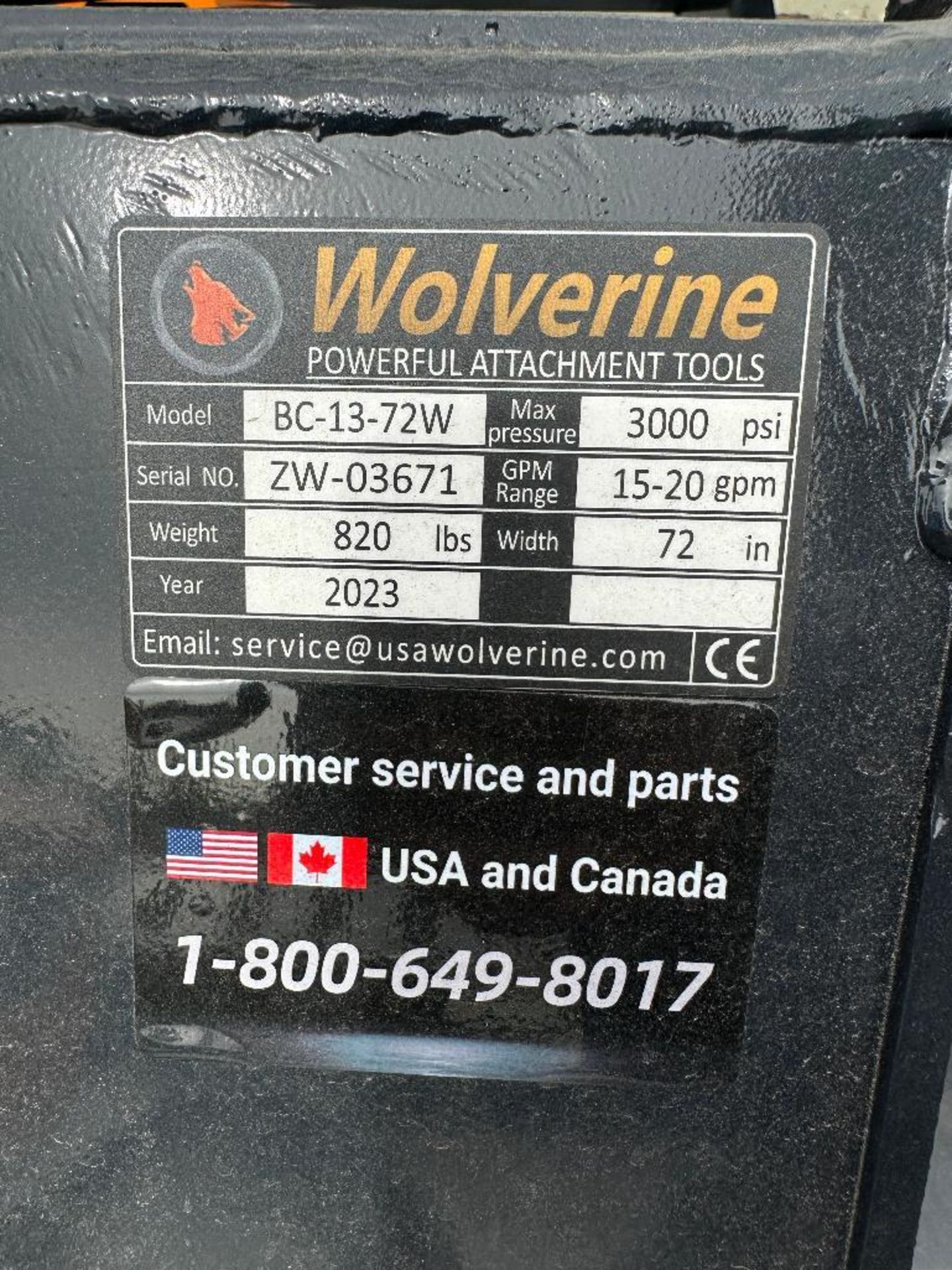 New 2023 Wolverine BC-13-72W 72" Brush Cutter Skid Steer Attachment - Image 5 of 5