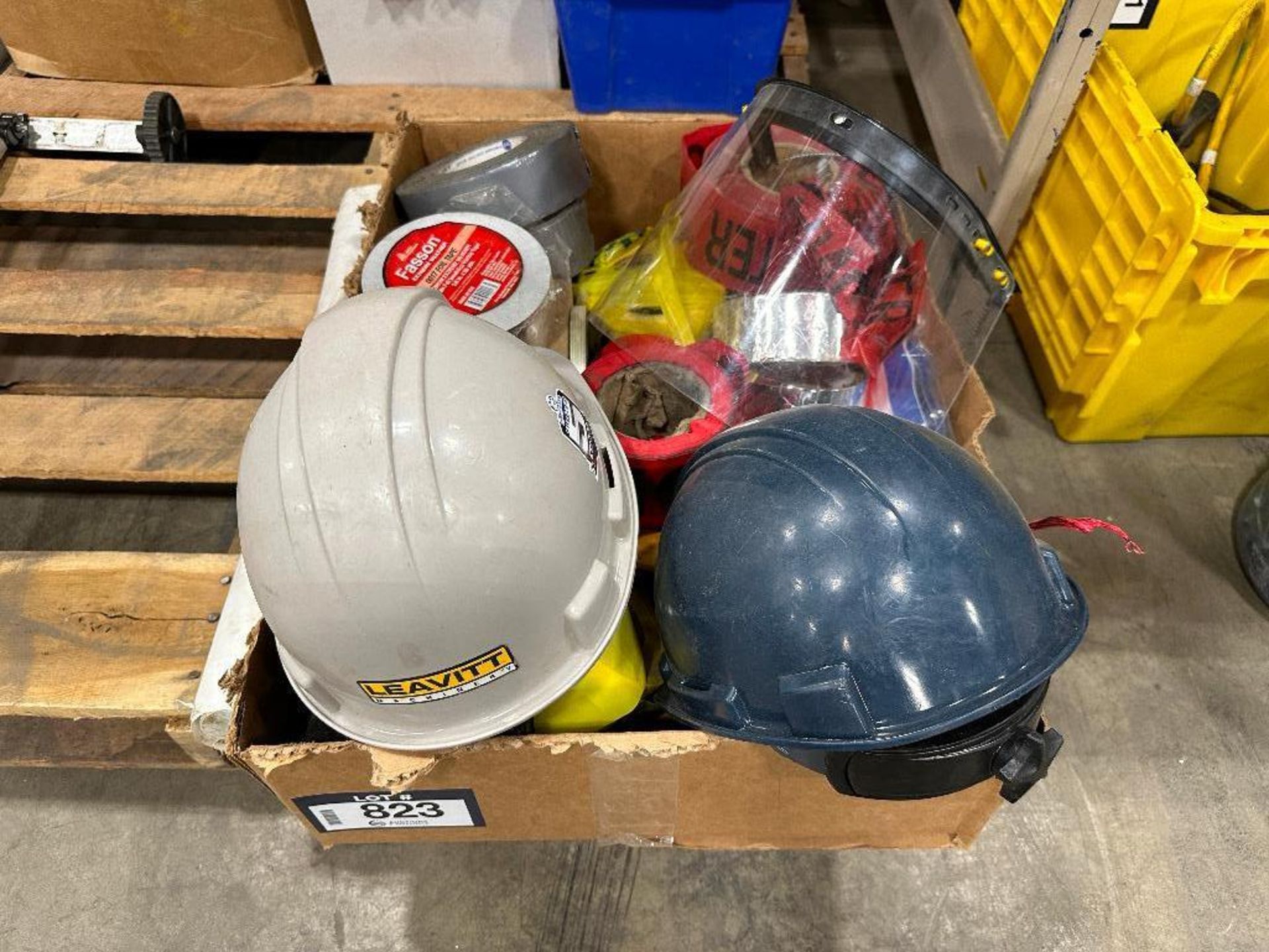 Pallet of Asst. Tape, Hard Hats, Face Masks, Measuring Tool, etc. - Image 4 of 5