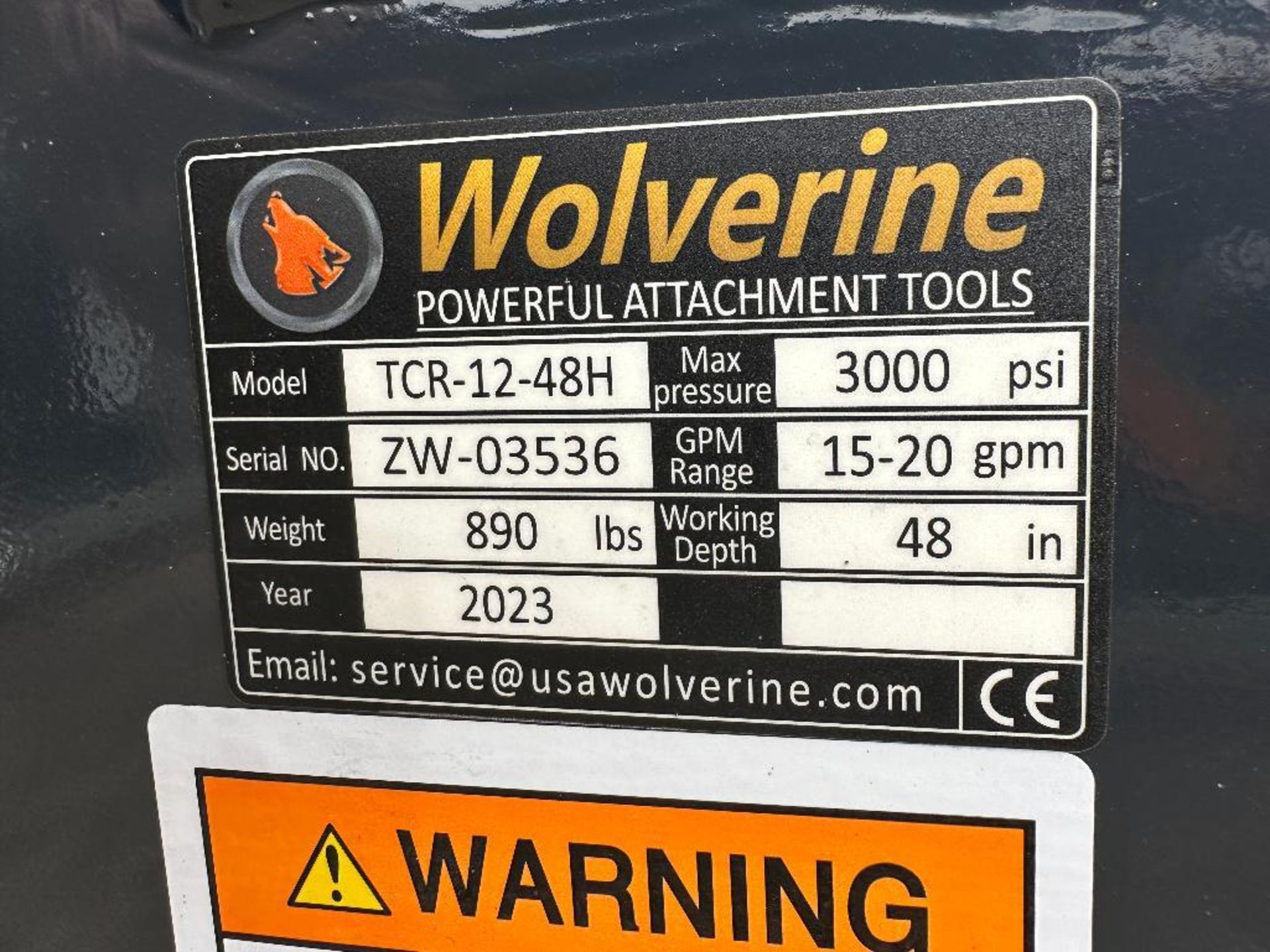 New 2023 Wolverine TCR-12-48H 48" Skid Steer Trencher Attachment - Image 4 of 4