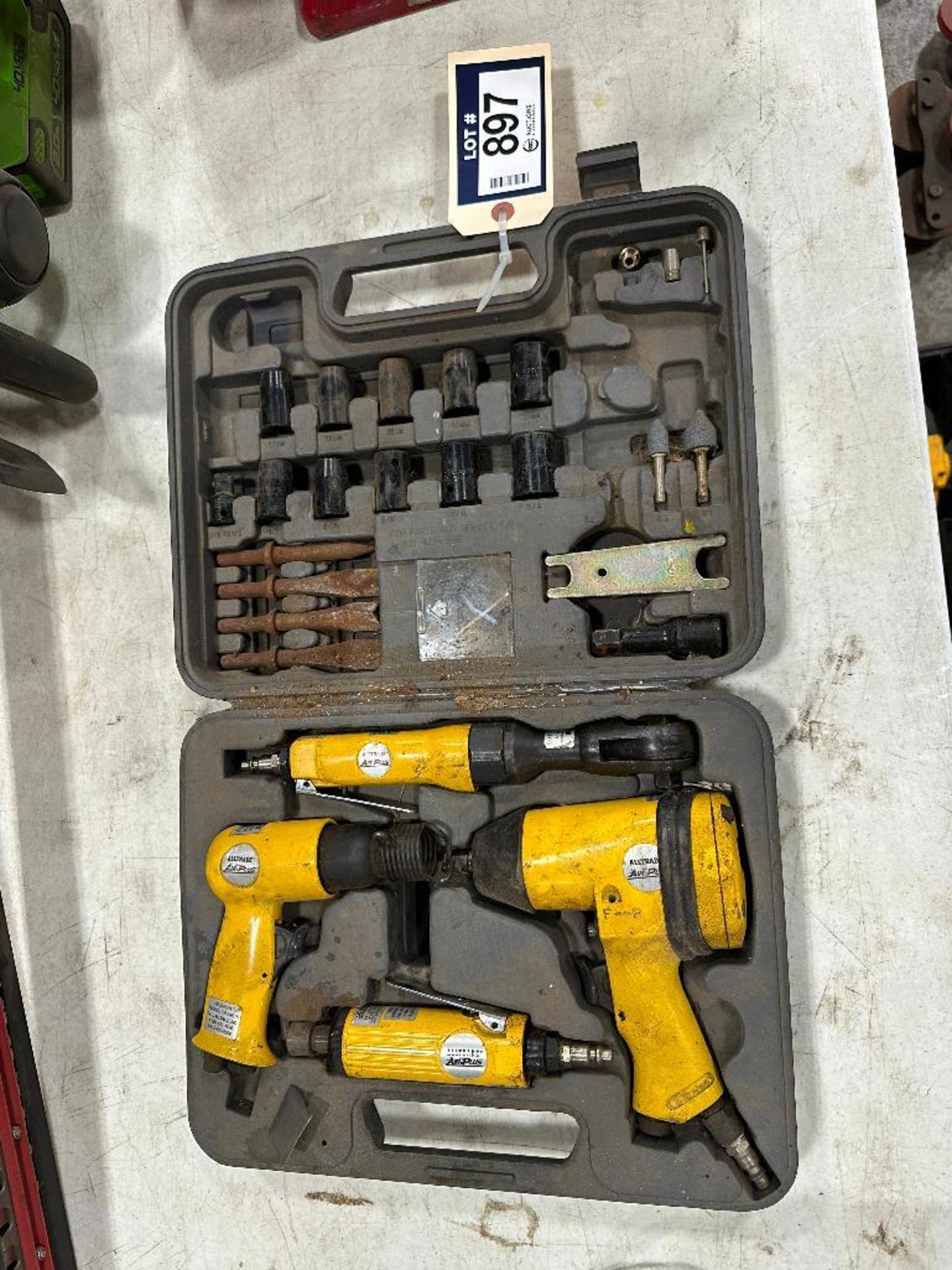 Pneumatic Tool Kit including Chisel, Ratchet, Impact, Die Grinder w/ Asst. Bits, Sockets, etc.