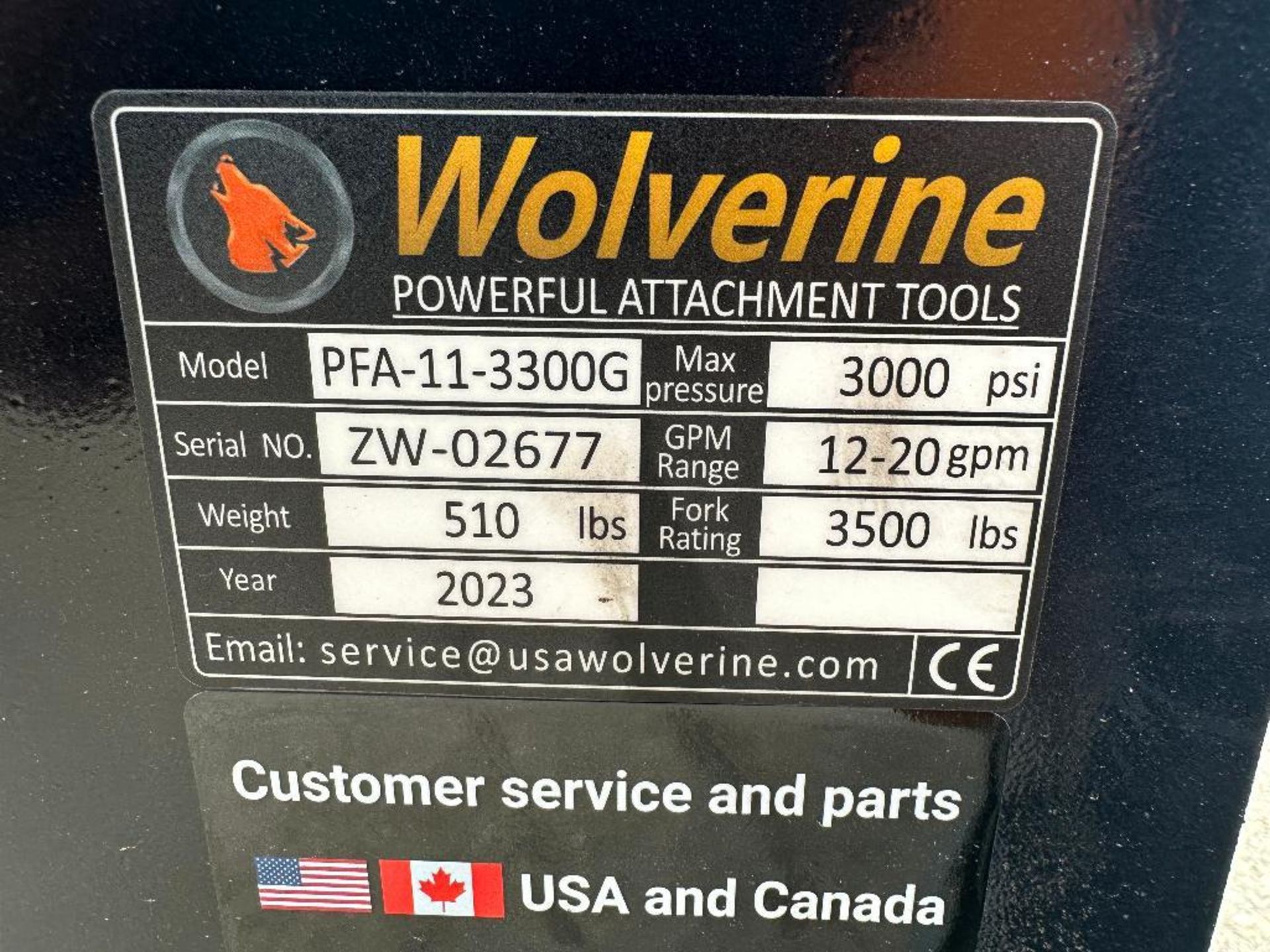 New 2023 Wolverine PFA-11-3300G Hydraulic Pallet Fork Skid Steer Attachment - Image 4 of 4