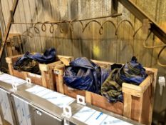 Lot of (2) Crates w. assorted tarps