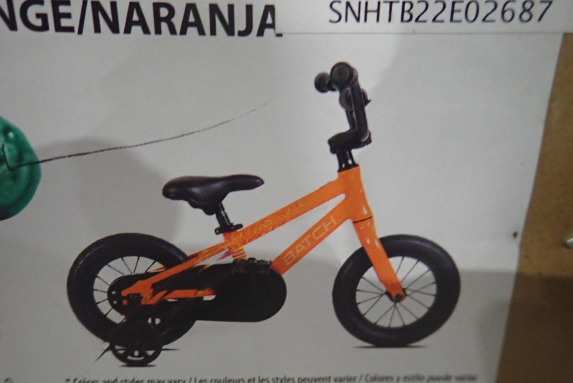 Batch Kids 12" Bike w/Training Wheels-Orange-IN BOX. - Image 2 of 2