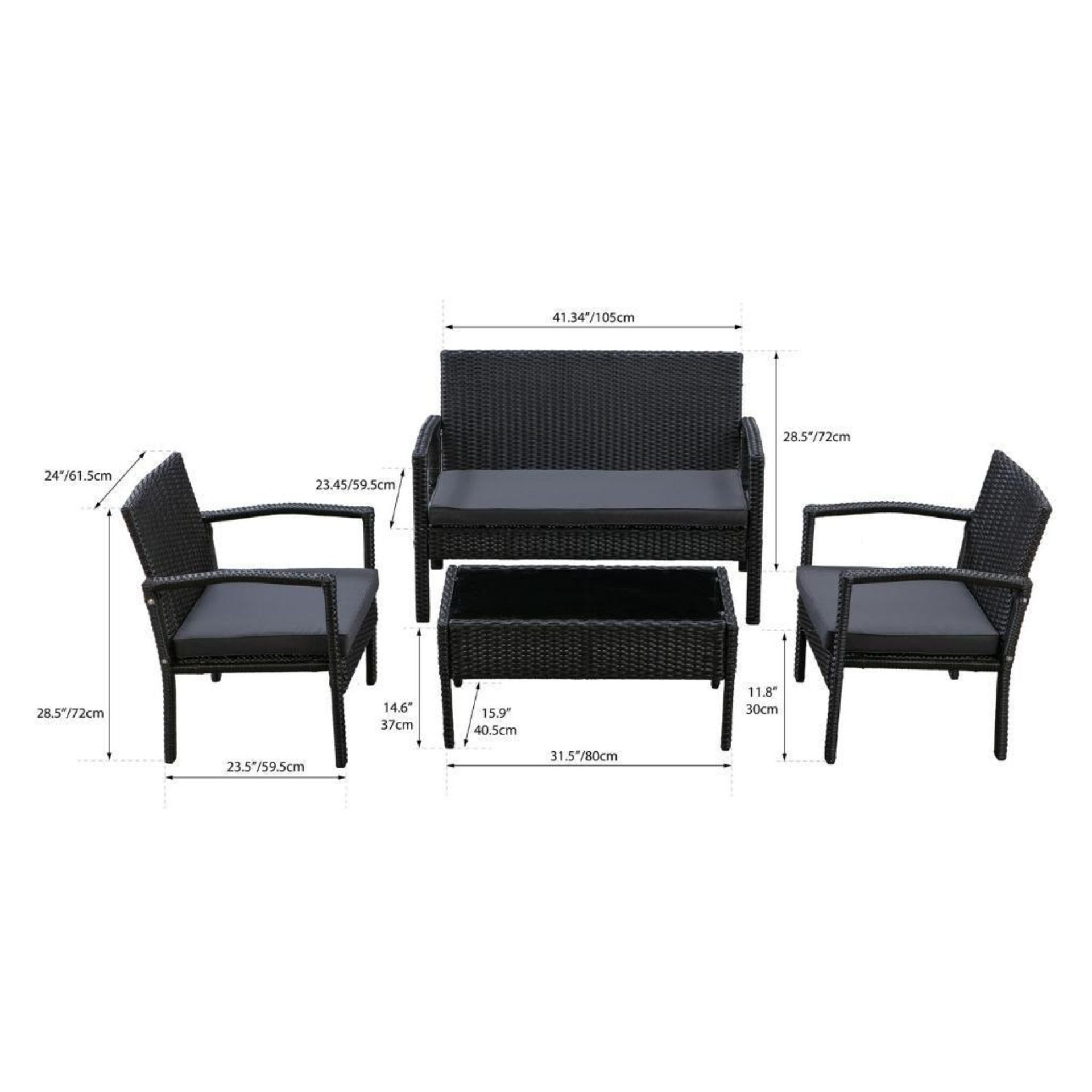 Patioflare Ivan 4Pc Conversation Patio Set- Black-NEW IN BOX. - Image 3 of 4