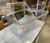 NEW POLYCARBONATE 64L CLEAR FOOD STORAGE BOX WITH COVER, 26