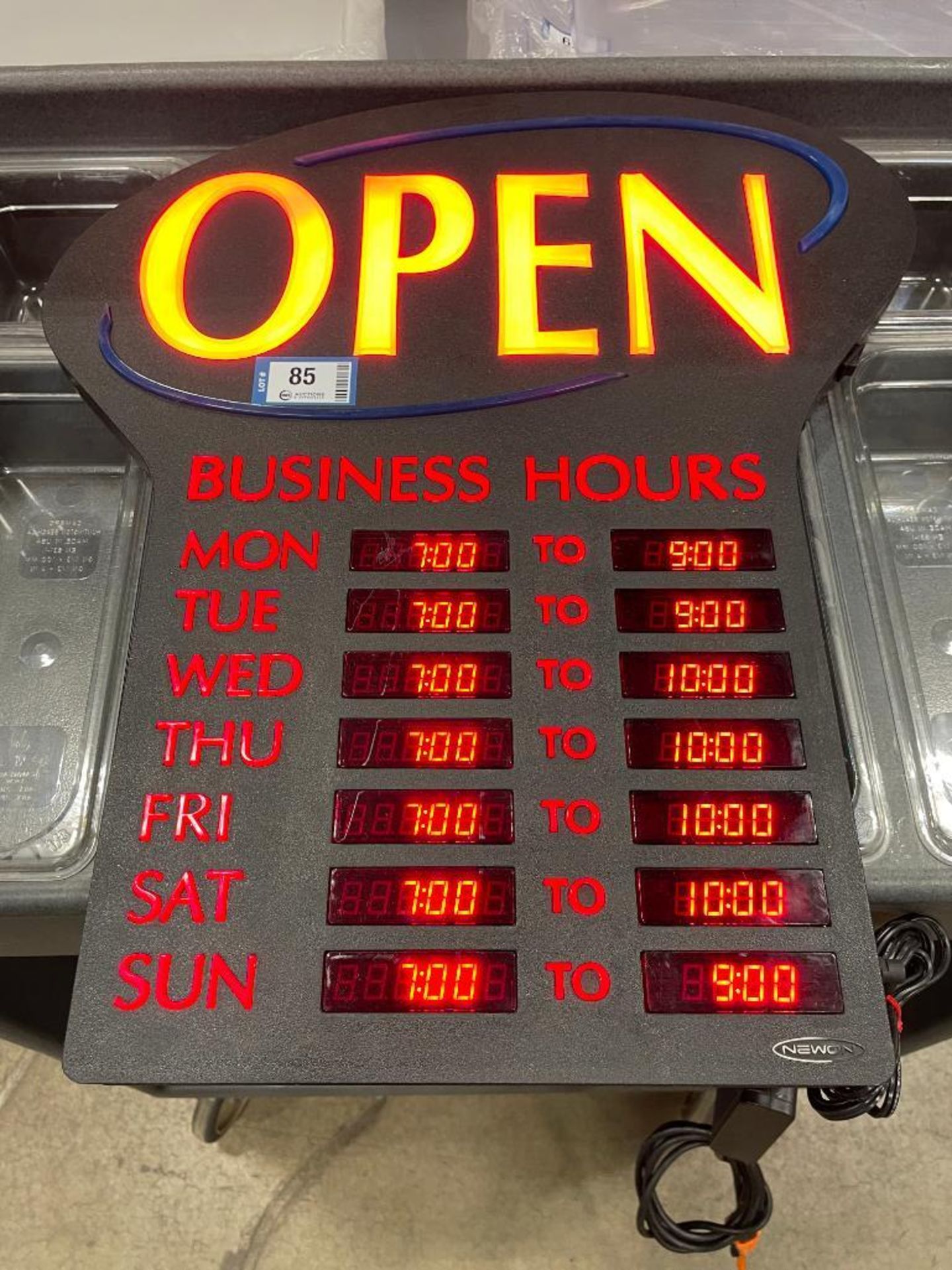 NEWON LED OPEN SIGN WITH PROGRAMMABLE BUSINESS HOURS