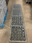 (144) WATER/JUICE GLASSES WITH (4) CAMBRO DISHWASHER RACKS