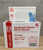 SYNGUARD NITRILE POWDER FREE BLUE EXAM GLOVES, SIZE X-LARGE - LOT OF 1000