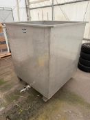 Approximately 500-Gallon Stainless Steel Square Tank on Casters