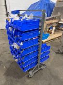 Mobile Parts Bin Rack w/ Asst. Contents including Bolts, Fittings, Hardware, Valves, etc.