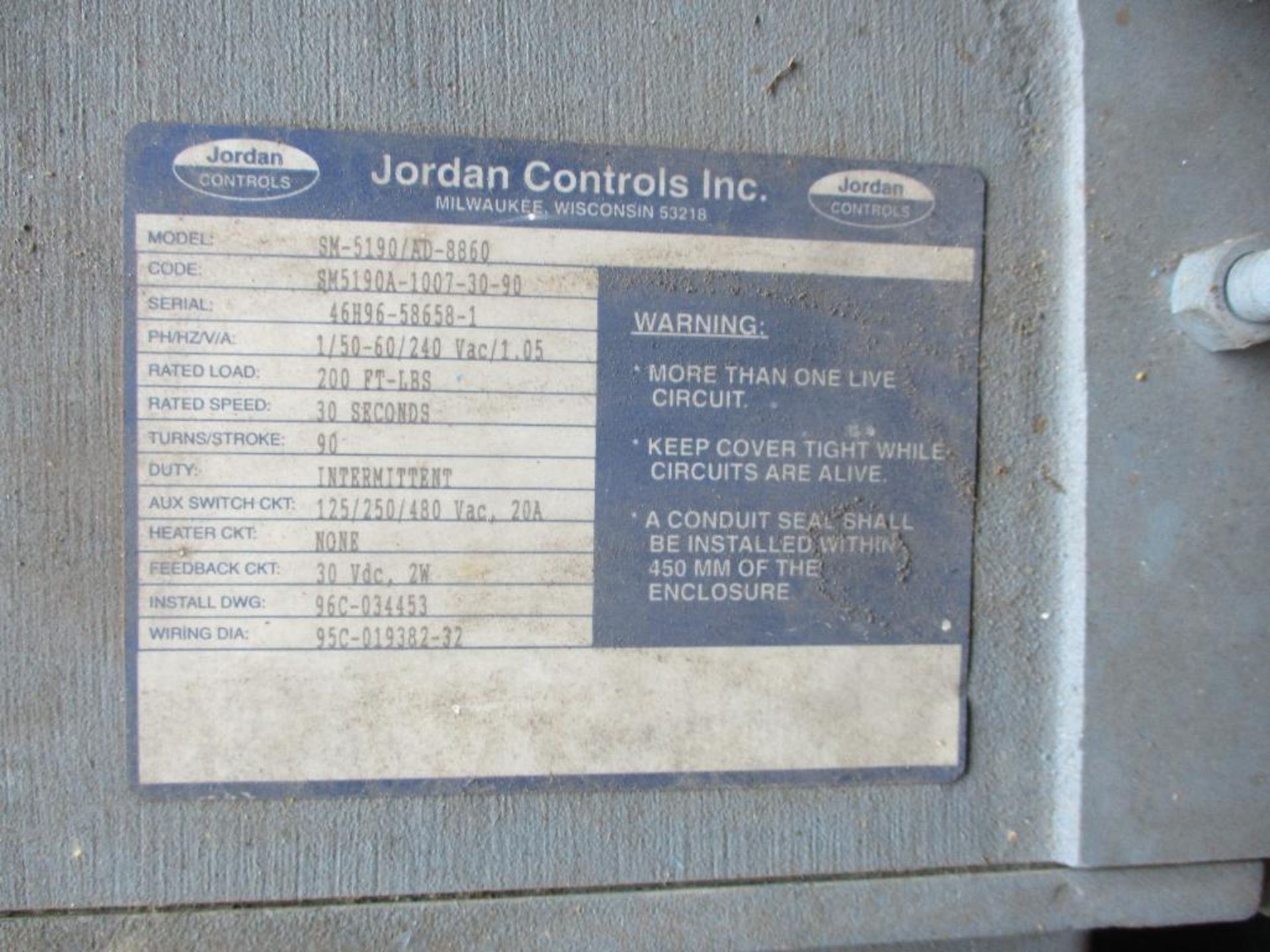 (4) JORDAN CONTROLS ELECTRICAL ACTUATOR MODEL SM-5190/AD-8860 - Image 4 of 4