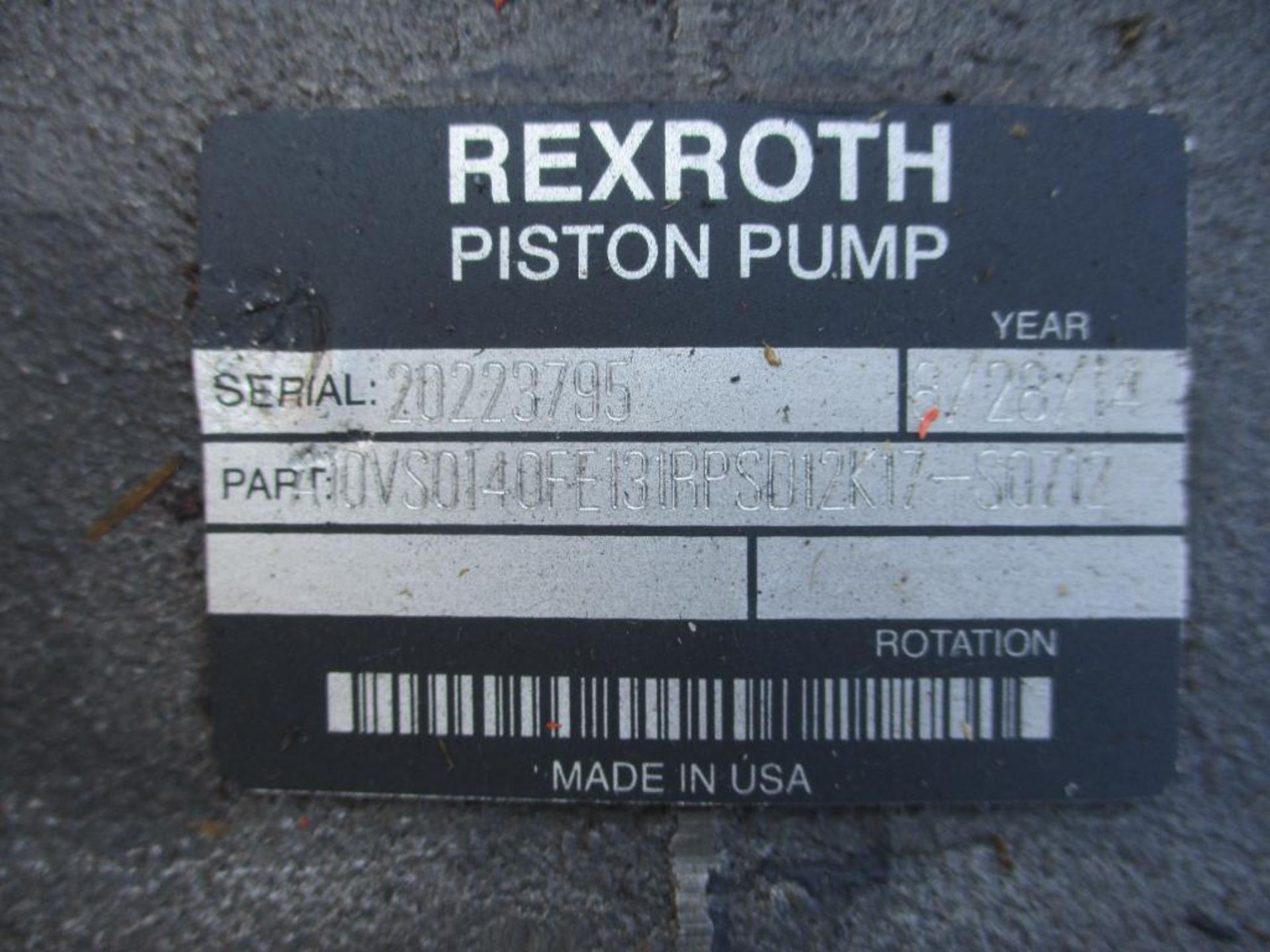 (1) REXROTH PISTON PUMP (1) BRUENINGHAUS HYDROMATIK LA10V014FE1/31L-PSD12N00-S0203 PISTON PUMP - Image 4 of 6