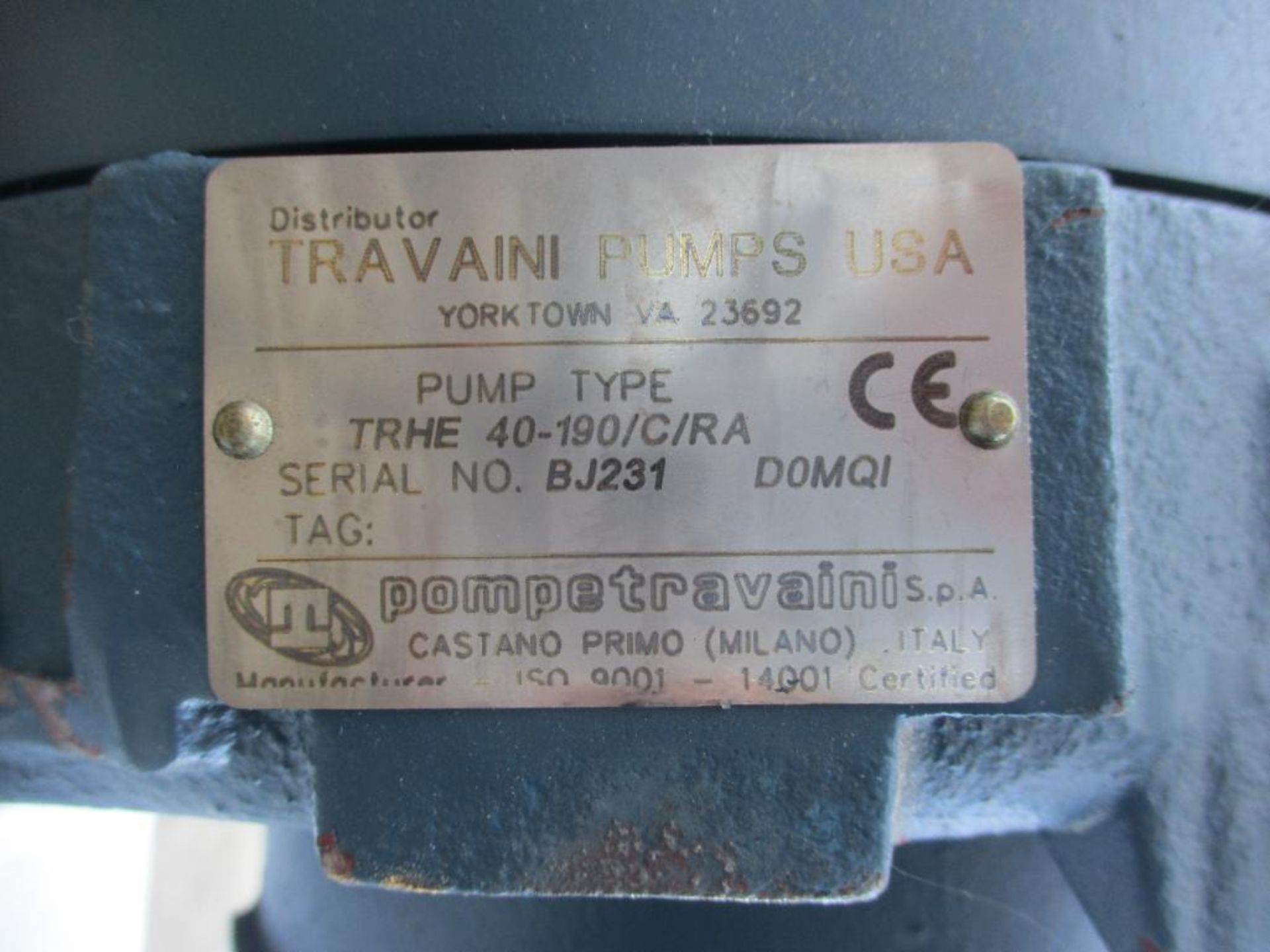TRAVANI VACUUM PUMP M53254 1800RPM 10HP MOTOR TRHE 40-190/C/RA - Image 6 of 6