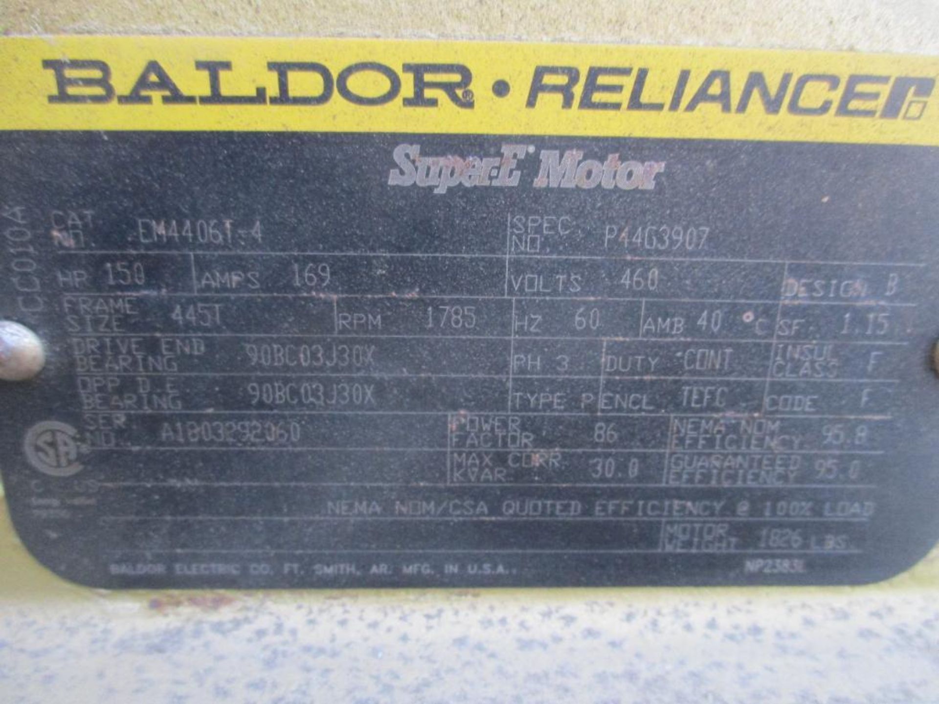 BALDOR 3 PHASE 150HP 1785RPM 445T FRAME A/C MOTOR P/N EM4406T-4 2006# LBS (THIS LOT IS FOB KNOXVILLE - Image 2 of 5