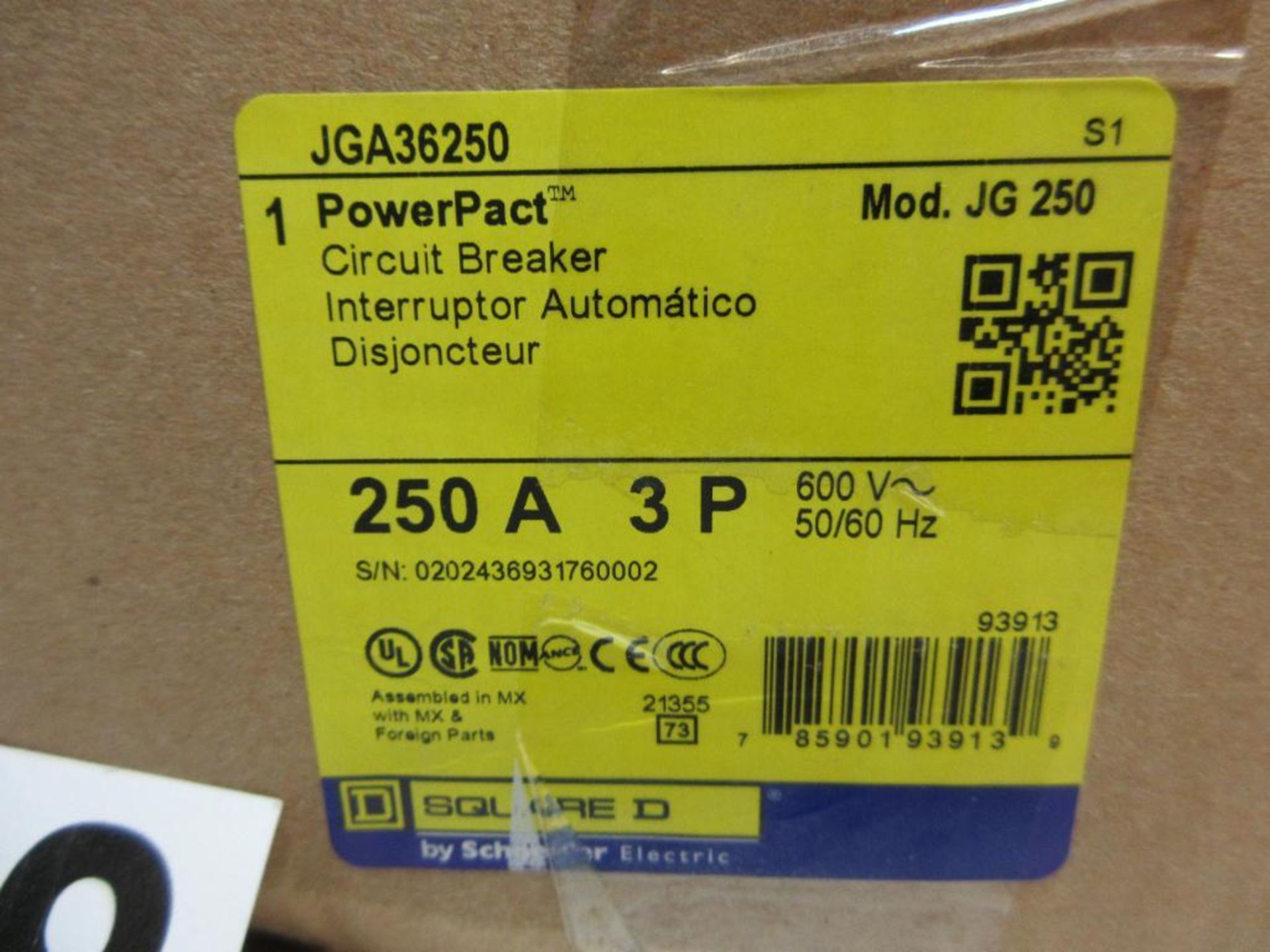 (4 TIMES THE MONEY) SQUARE D JGA36250 POWERPACT CIRCUIT BREAKER MODEL JG 250 250A 3 POLE NEW (THIS L - Image 2 of 3
