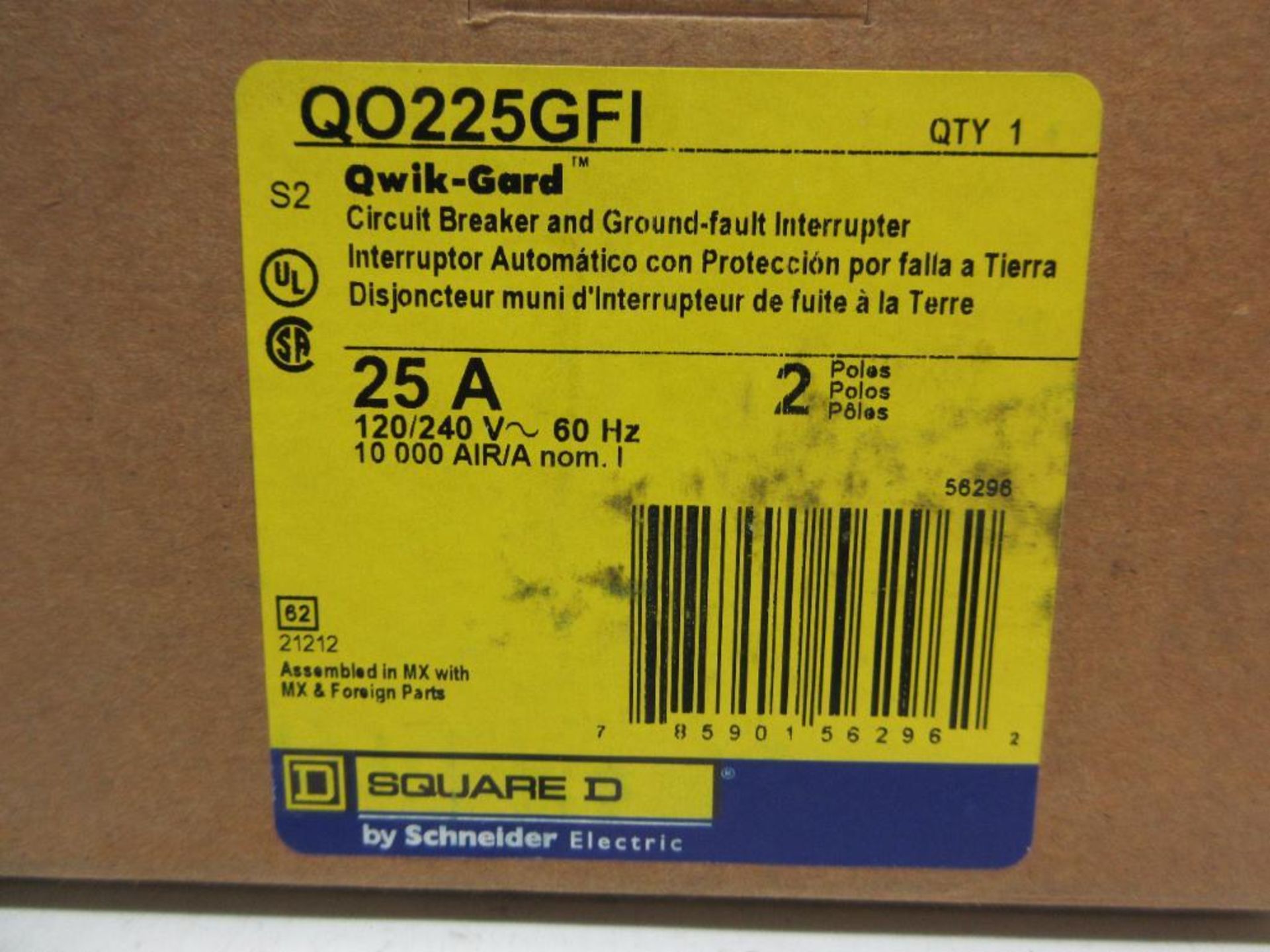 (10) QO225GFI QWIK-GARD CIRCUIT BREAKER AND GROUND-FAULT INTERRUPTER 25A 2 POLE NEW (THIS LOT IS FOB - Bild 2 aus 2