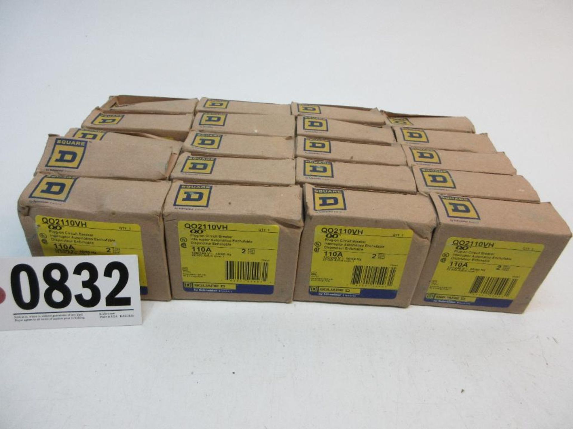 (20) SQUARE D QO2110VH PLUG-ON CIRCUIT BREAKER 110A 2 POLE NEW (THIS LOT IS FOB CAMARILLO CA) - (The