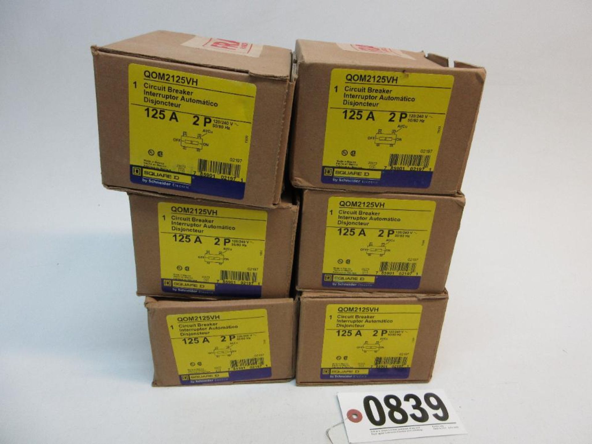 (6) SQUARE D QOM2125VH CIRCUIT BREAKERS 125A 2 POLE NEW (THIS LOT IS FOB CAMARILLO CA) - (There will