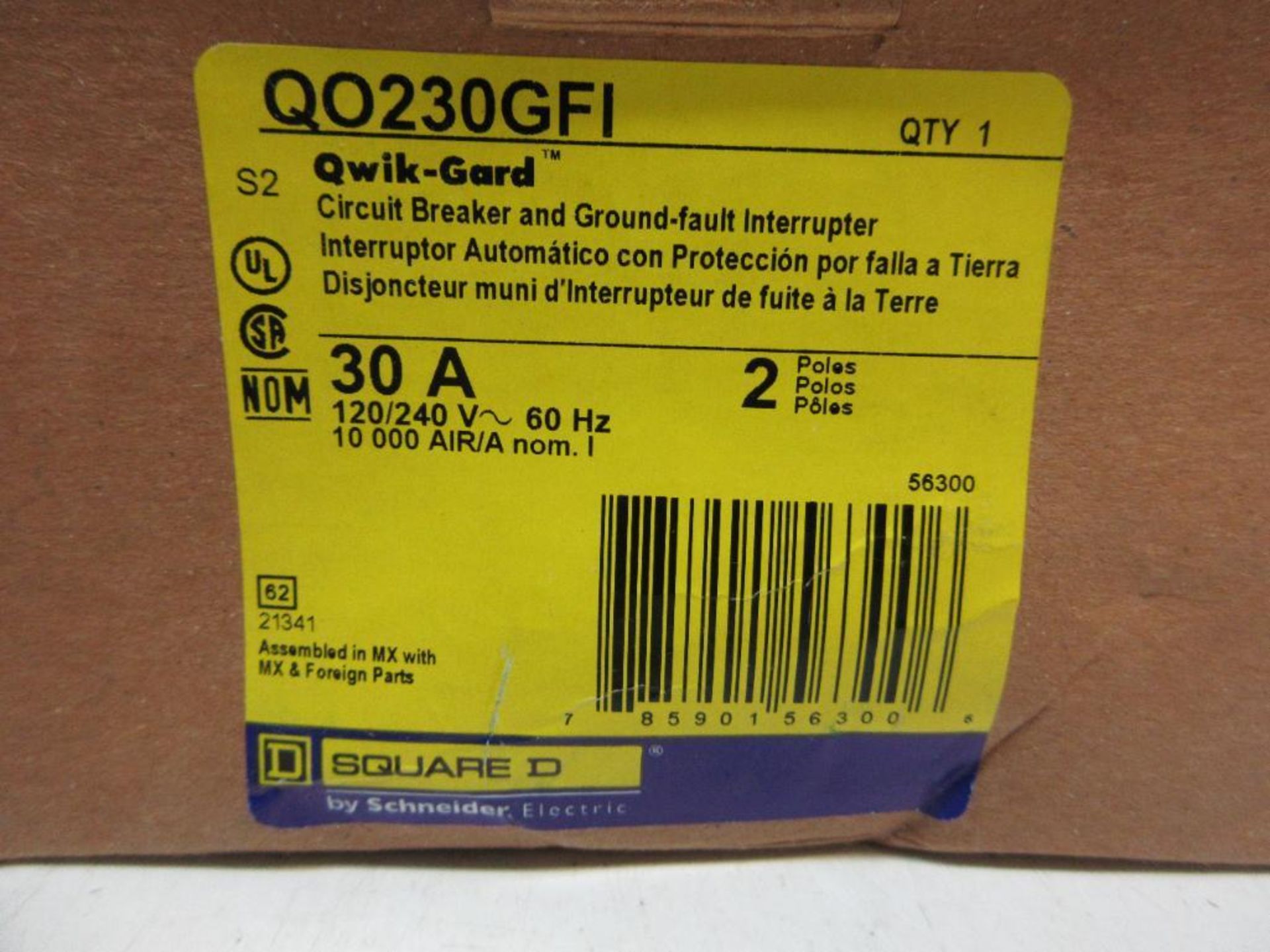 (10) SQUARE D QO230GFI QUIK-GARD CIRCUIT BREAKERS AND GROUND-FAULT INTERRUPTER 30A 2 POLE NEW (THIS - Bild 2 aus 2