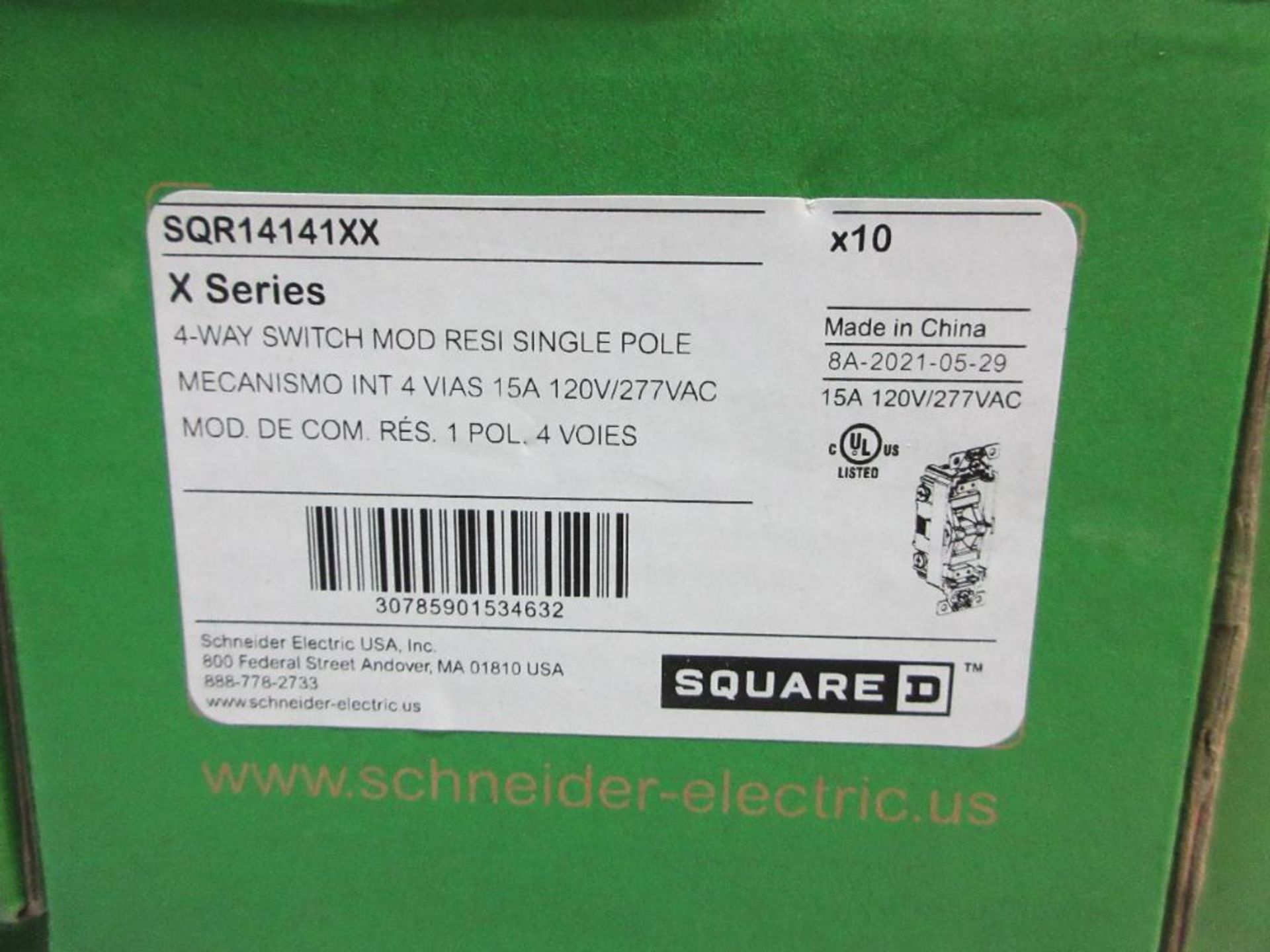 (10) SQUARE D SQR14141XX X SERIES 4-WAY SWITCH MOD RESI SINGLE POLE 10 PER BOX NEW (THIS LOT IS FOB - Bild 2 aus 4