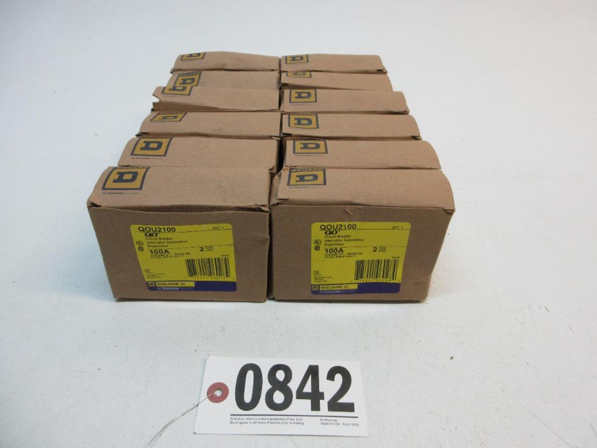 (12) SQUARE D QOU2100 CIRCUIT BREAKERS 100A 2 POLE NEW (THIS LOT IS FOB CAMARILLO CA) - (There will