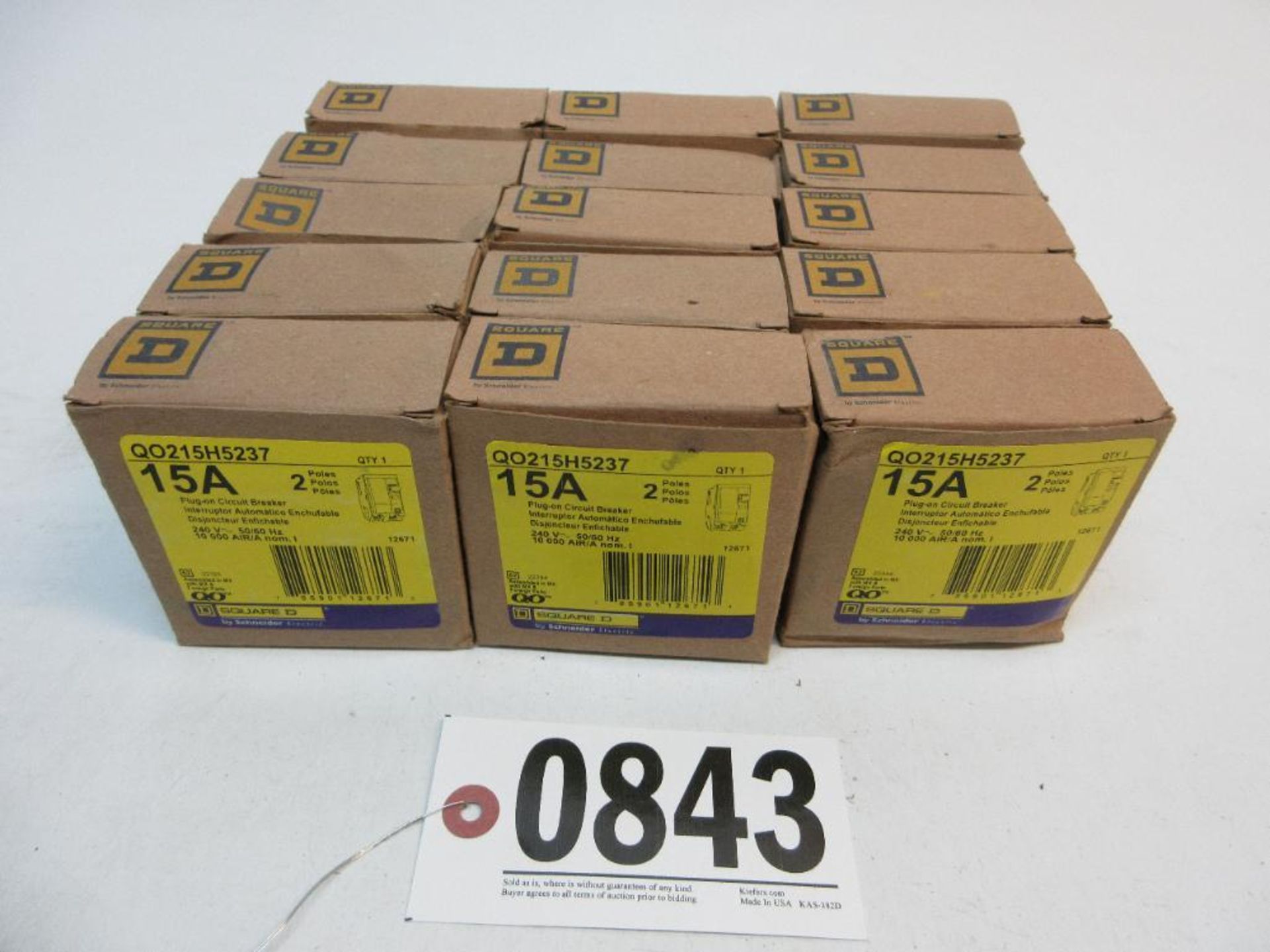 (15) SQUARE D QO215H5237 PLUG-ON CIRCUIT BREAKERS 15A 2 POLE NEW (THIS LOT IS FOB CAMARILLO CA) - (T