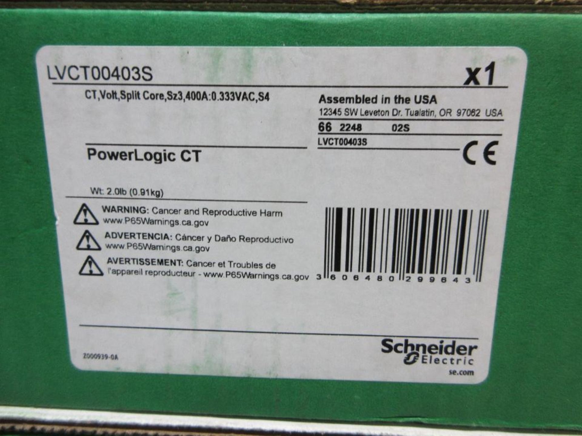 (3) SCHNEIDER ELECTRIC LVCT00403S POWERLOGIC CT CURRENT TRANSDUCER SPOLIT CORE BALANCE 0.3V OUTPUT S - Image 2 of 3