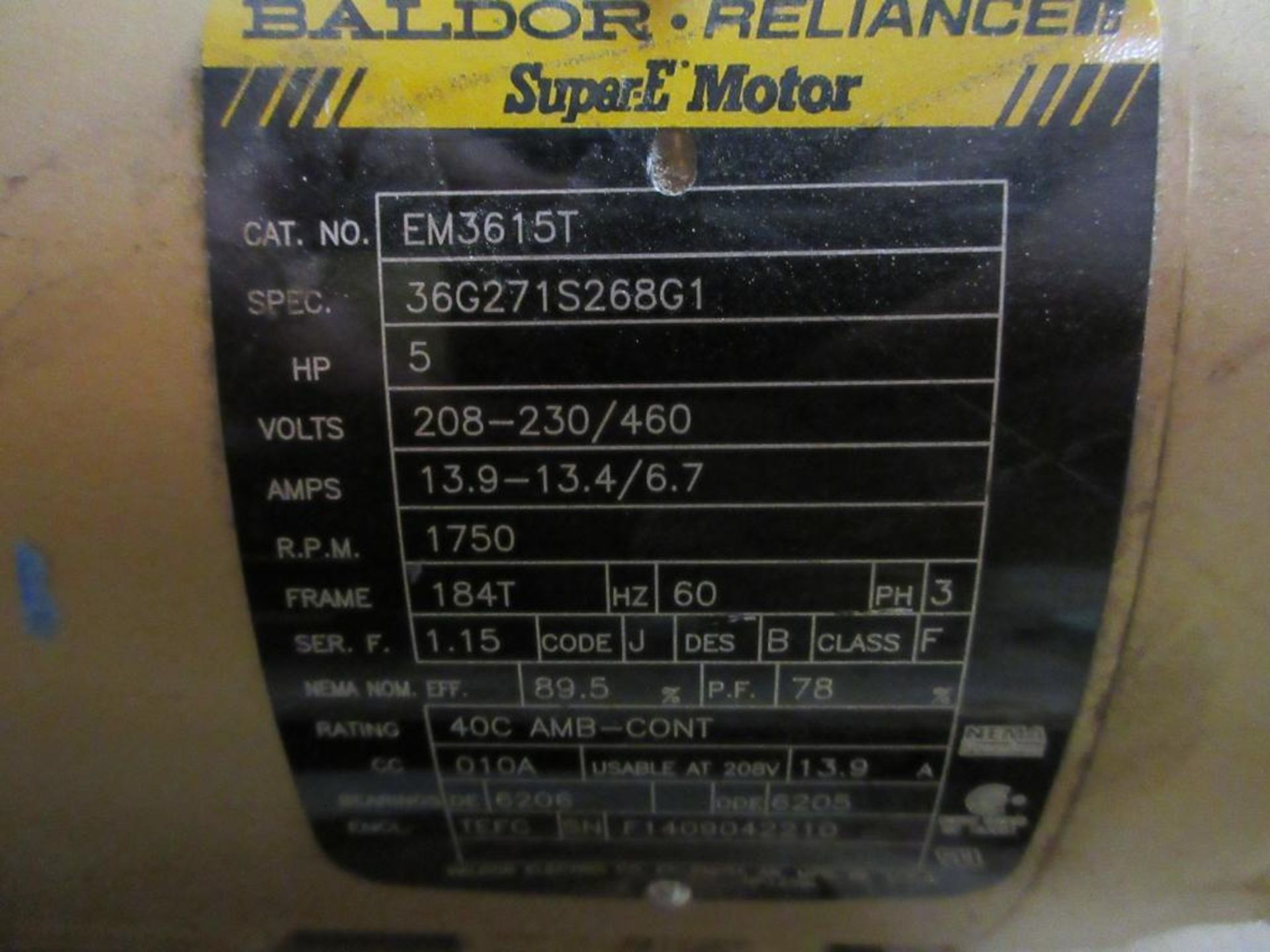 BALDOR-RELIANCE MOTORS TO INCLUDE (1) EM377OT 7.5HP 1770RPM FRAME 213T (1) 1209536041-10 10HP 3485RP - Image 21 of 22