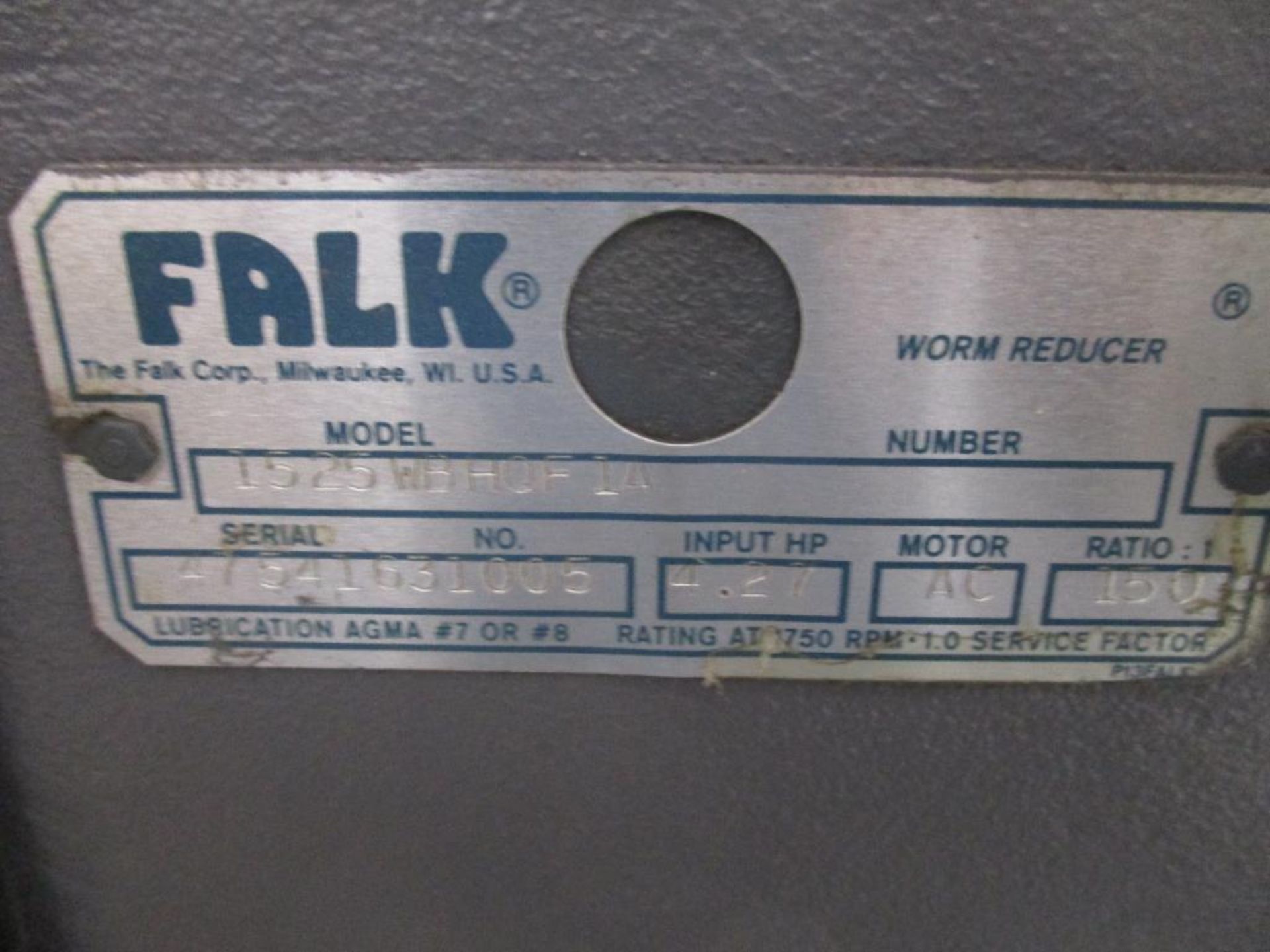 FALK 150:1 RATIO REDUCER P/N 1525WBHQF1A, 242# lbs (There will be a $40 Rigging/Prep fee added to th - Image 6 of 6