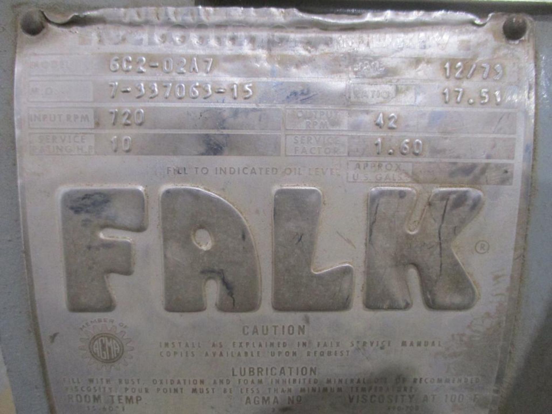 FALK 17.51 RATIO REDUCER P/N 6C2-02A7, 867# lbs (There will be a $40 Rigging/Prep fee added to the i - Image 5 of 5
