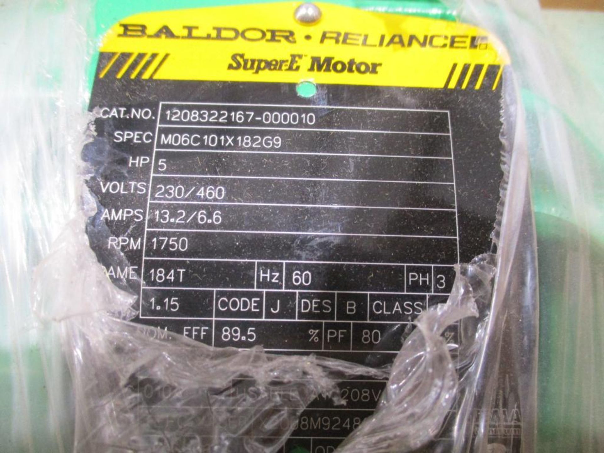 BALDOR 3 PHASE 5HP 1750RPM 184T FRAME A/C MOTOR P/N 1208322167-000010, 105# lbs (There will be a $40 - Bild 5 aus 5