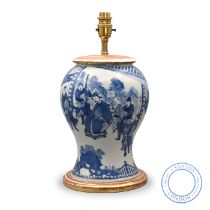 A CHINESE BLUE AND WHITE PORCELAIN ‘FIGURAL' YEN-YEN VASE, QING DYNASTY, KANGXI PERIOD