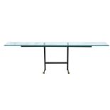 Spectacular table with steel structure and crystal top