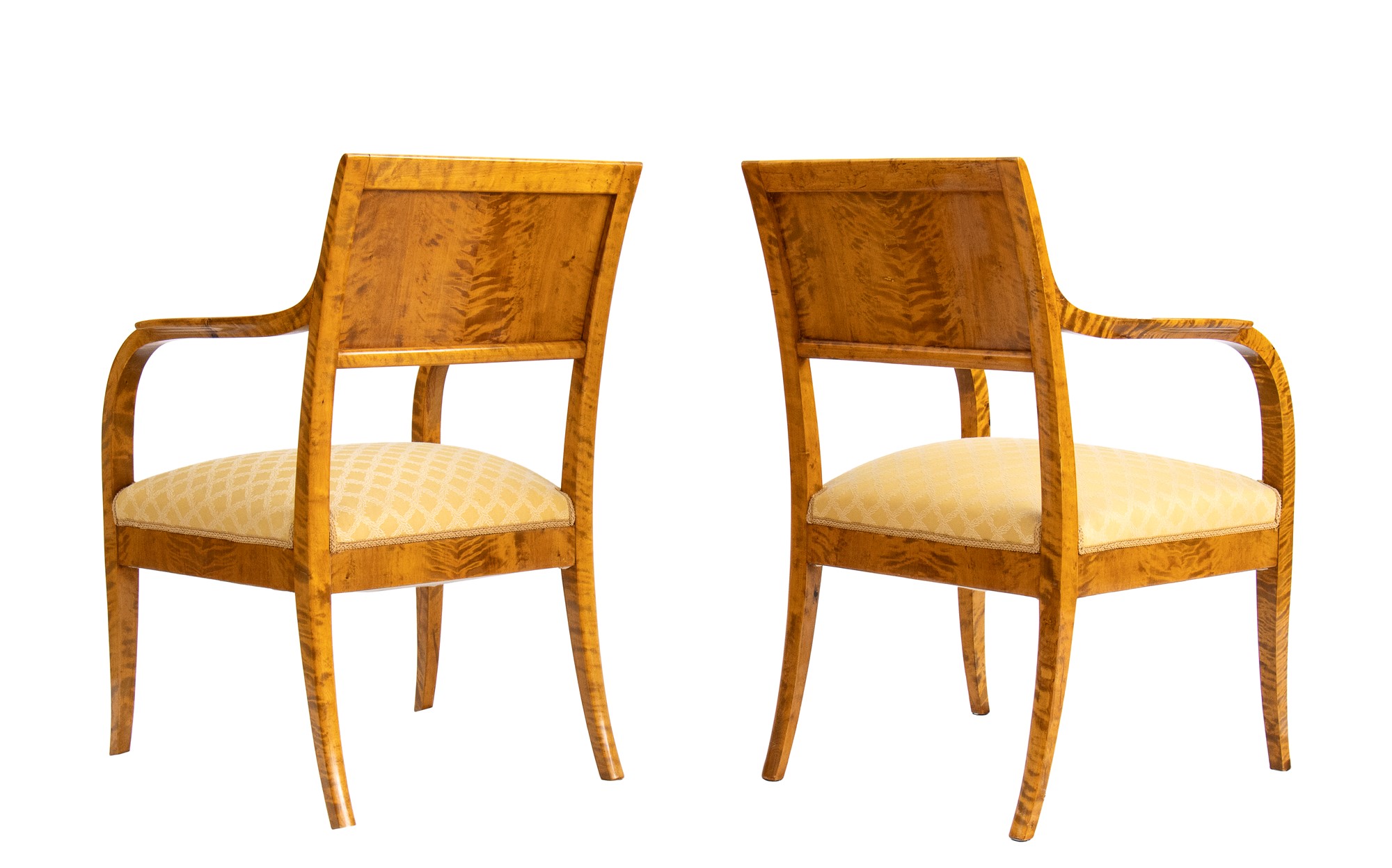 Pair of chairs Biedermeier with back carved in geometric decor with ebonized woods. - Image 14 of 19