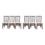Six chairs with lacquered bamboo structure