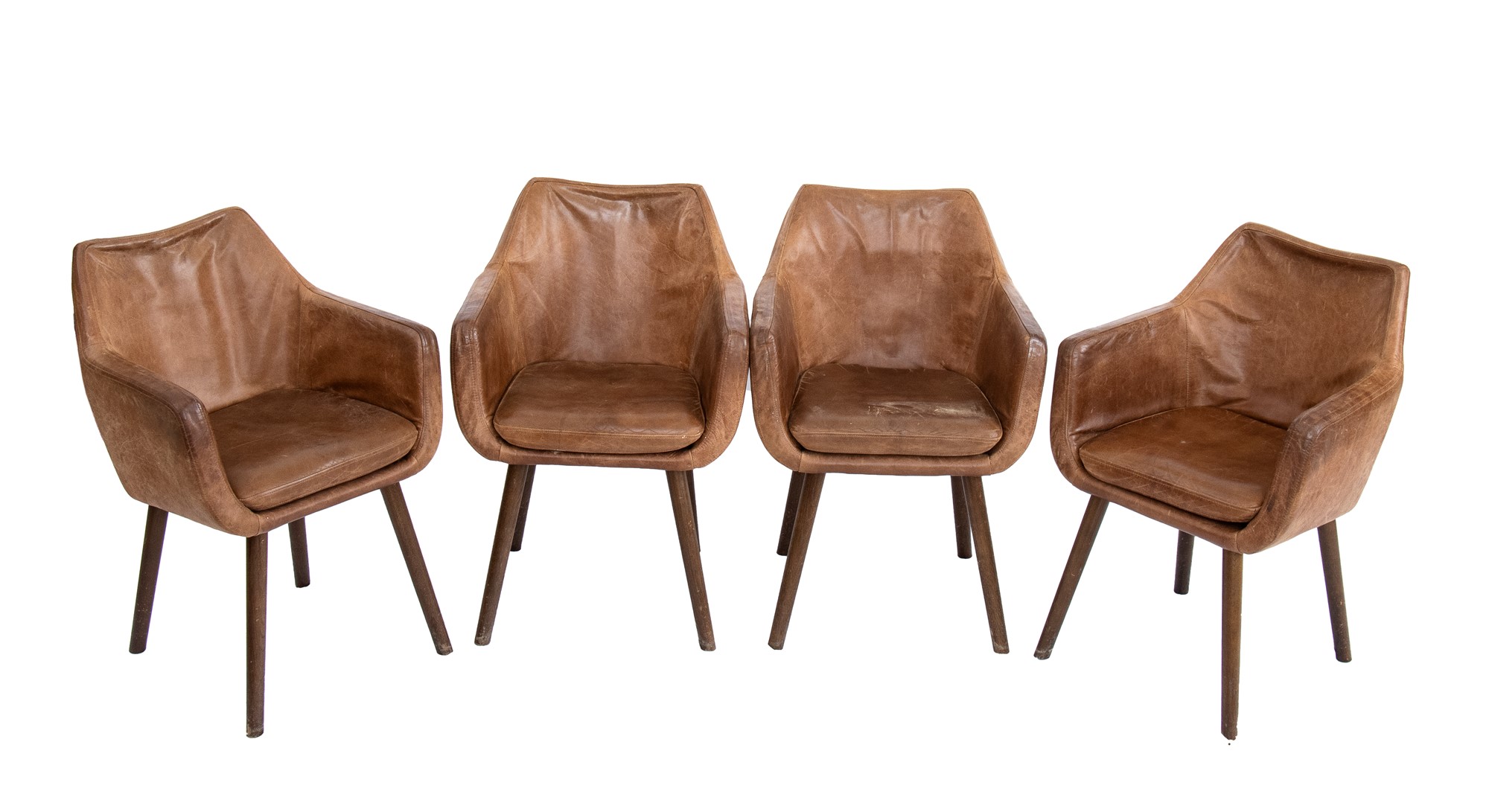 4 leather chairs. 20th century English manufacture - Bild 7 aus 19