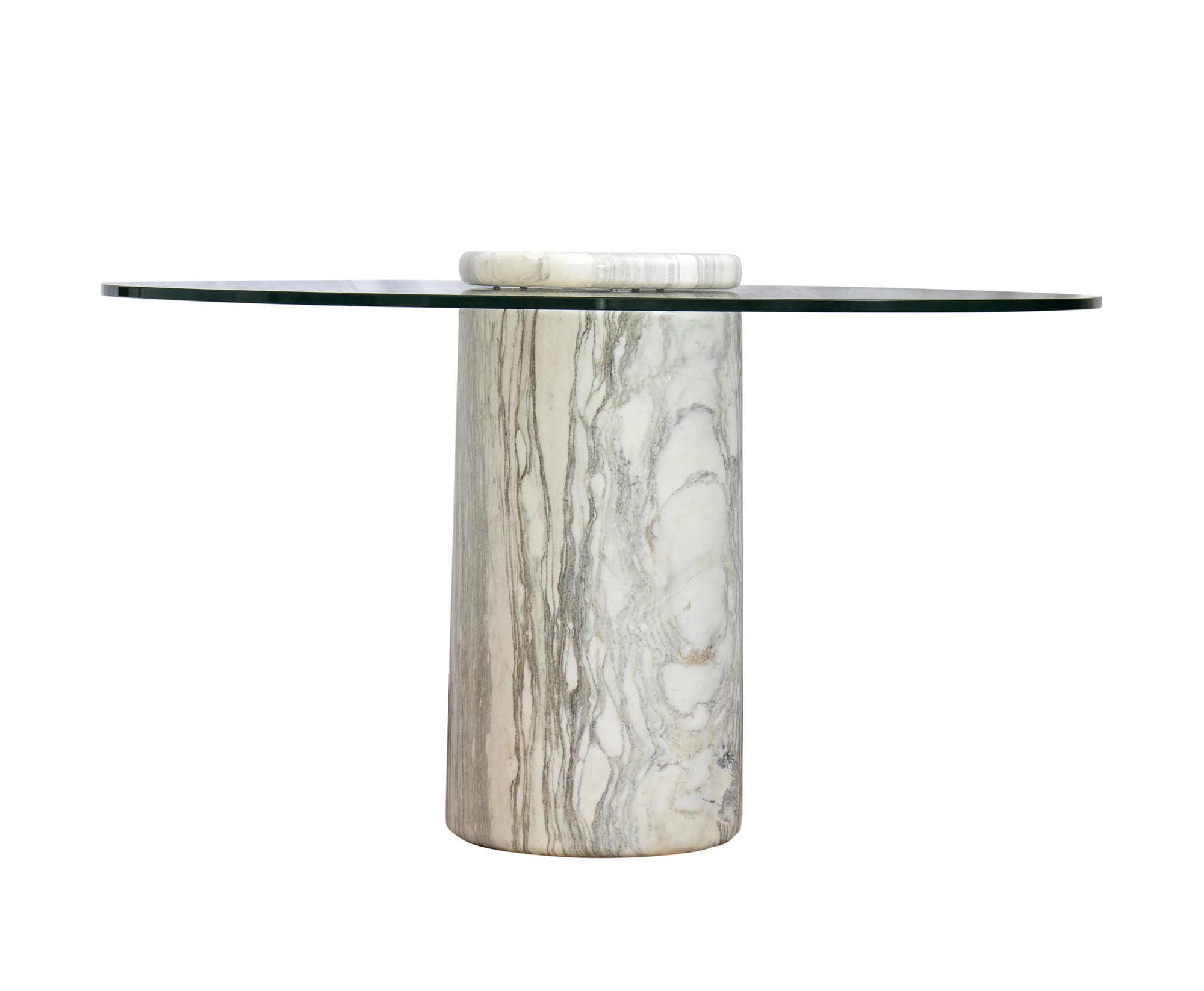 Angelo Mangiarotti Castore table in white marble and glass top - Image 4 of 7
