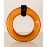 Vintage round photo frame in Murano glass in shades of Amber