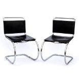 2 chairs in black leather and steel designed by Mart Stam and Marcer Beuer