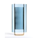 Max Ingrand Table lamp with brass structure and transparent and blue curved crystals. Model 2187