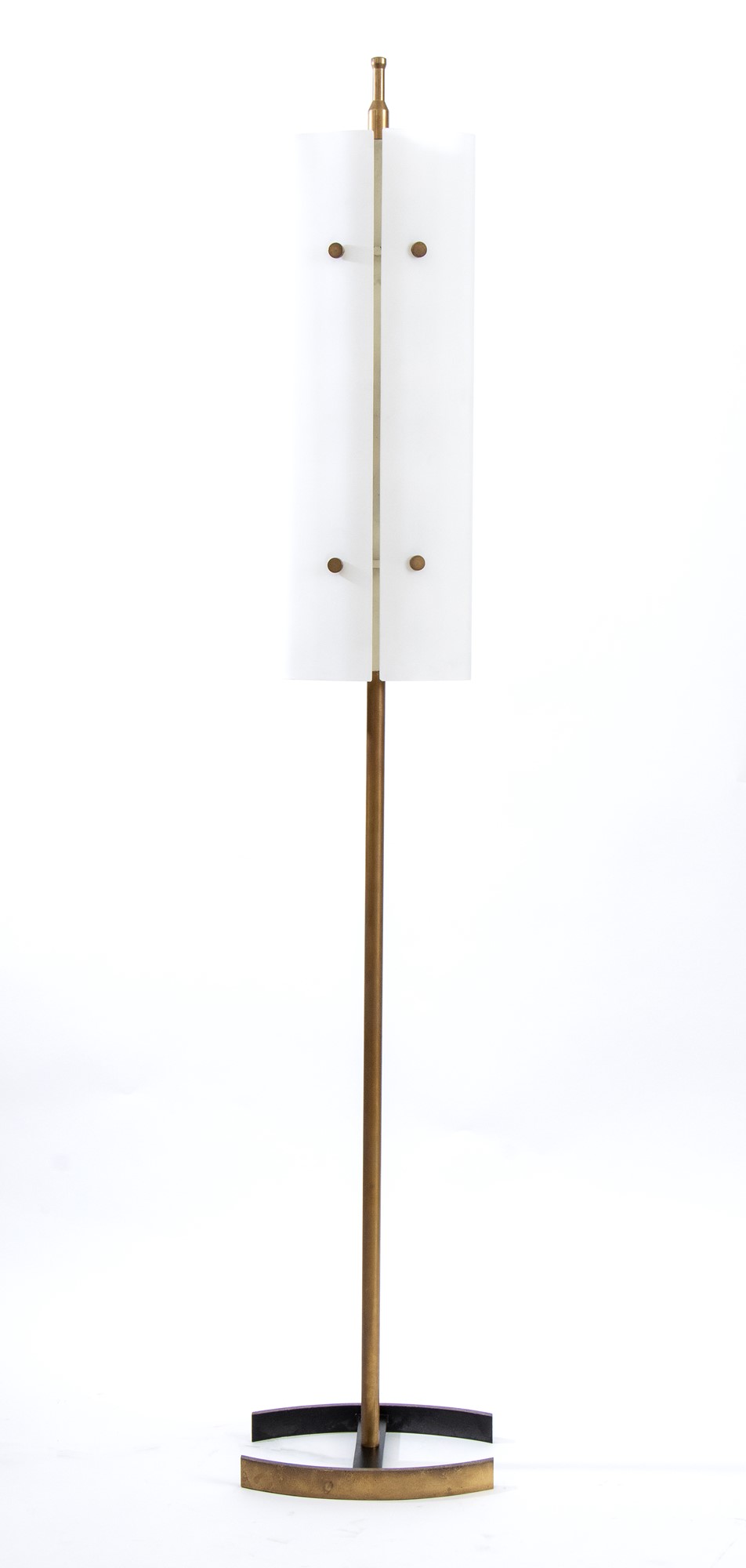 Angelo Lelli Ancona 1915-Monza 1979 Floor lamp mod. 12707 in brass and opal glass diffusers - Image 3 of 15
