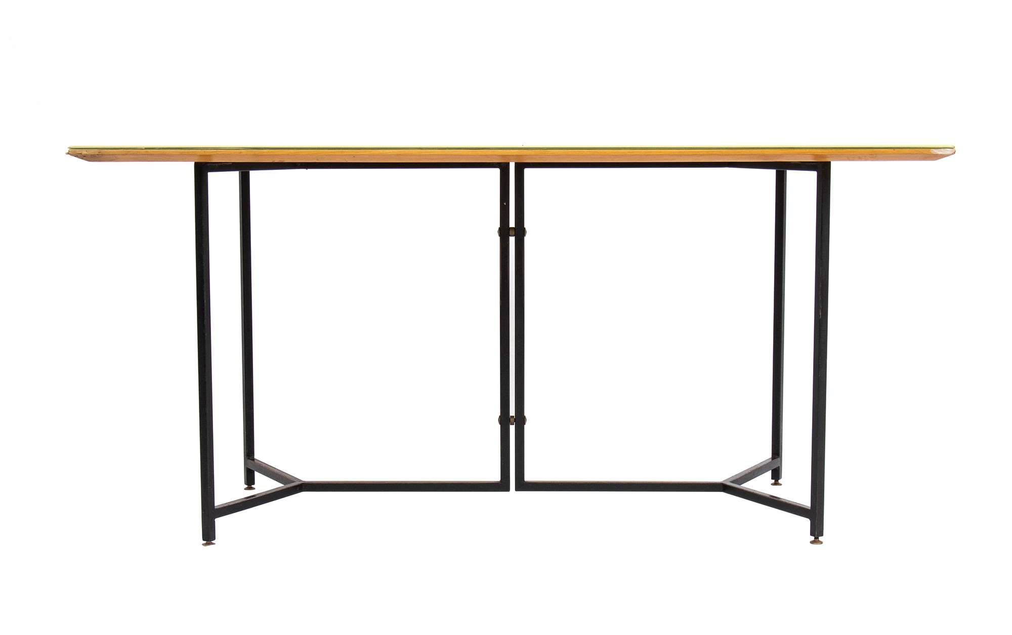 Rectangular table with metal structure and wooden and glass top - Image 6 of 10