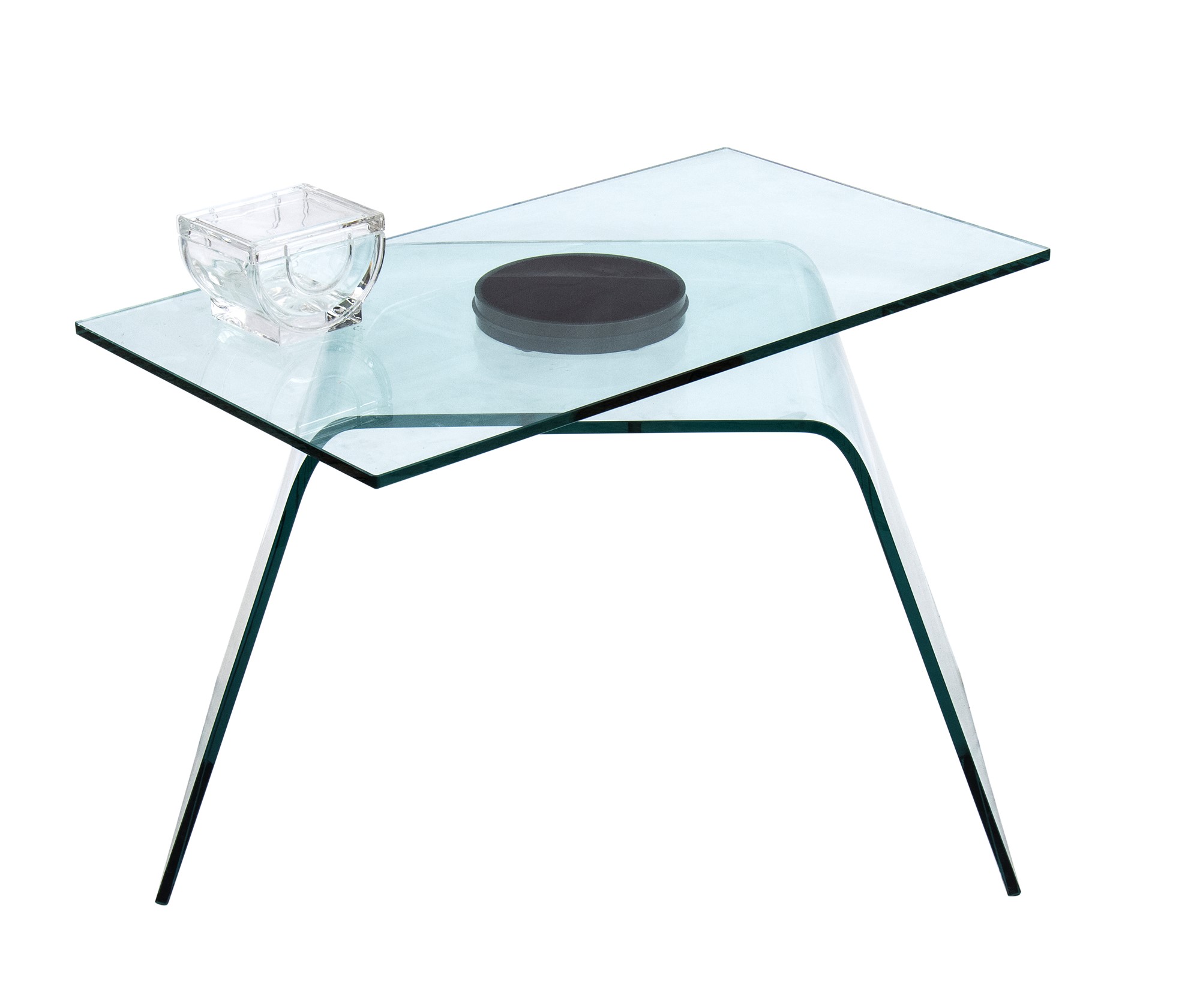 Coffee table in curved glass and swivel top - Image 5 of 15